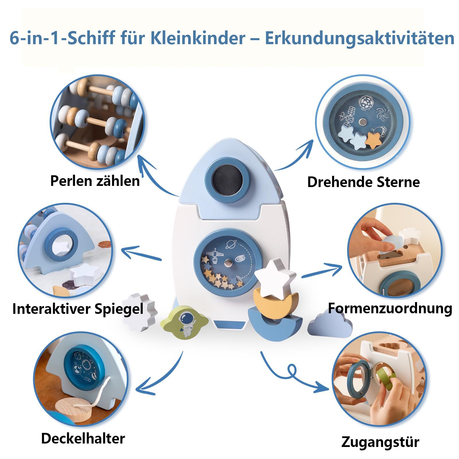 CLTYQ Motorikwürfel Holz Weltraum Spielzeug für Baby Montessori Spielzeug L günstig online kaufen