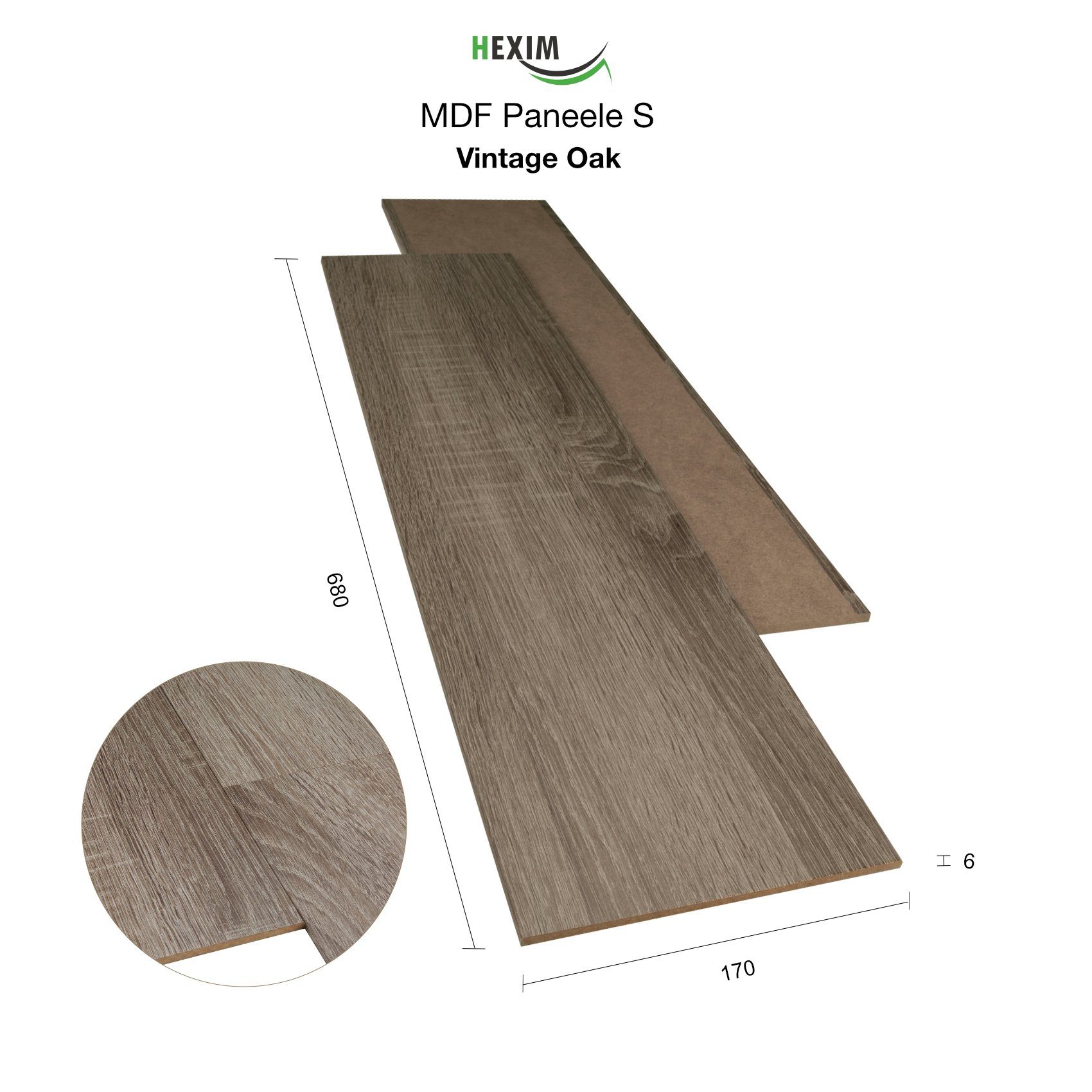 Hexim Wanddekoobjekt Vintage Oak (Paneele aus günstig online kaufen