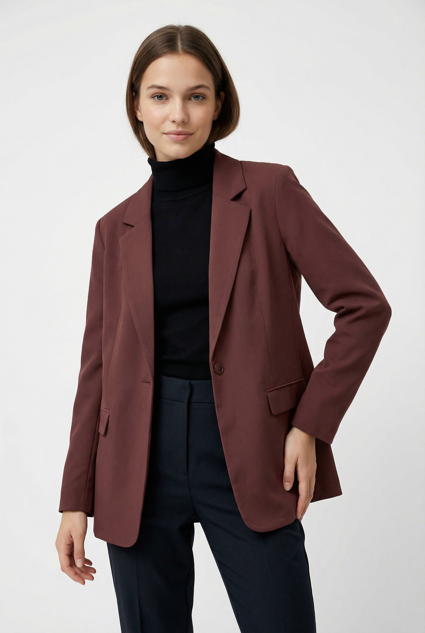 Vero Moda Longblazer VMZELDA LS LOOSE BLAZER NOOS lässige Form, 1-Knopf Verschluss