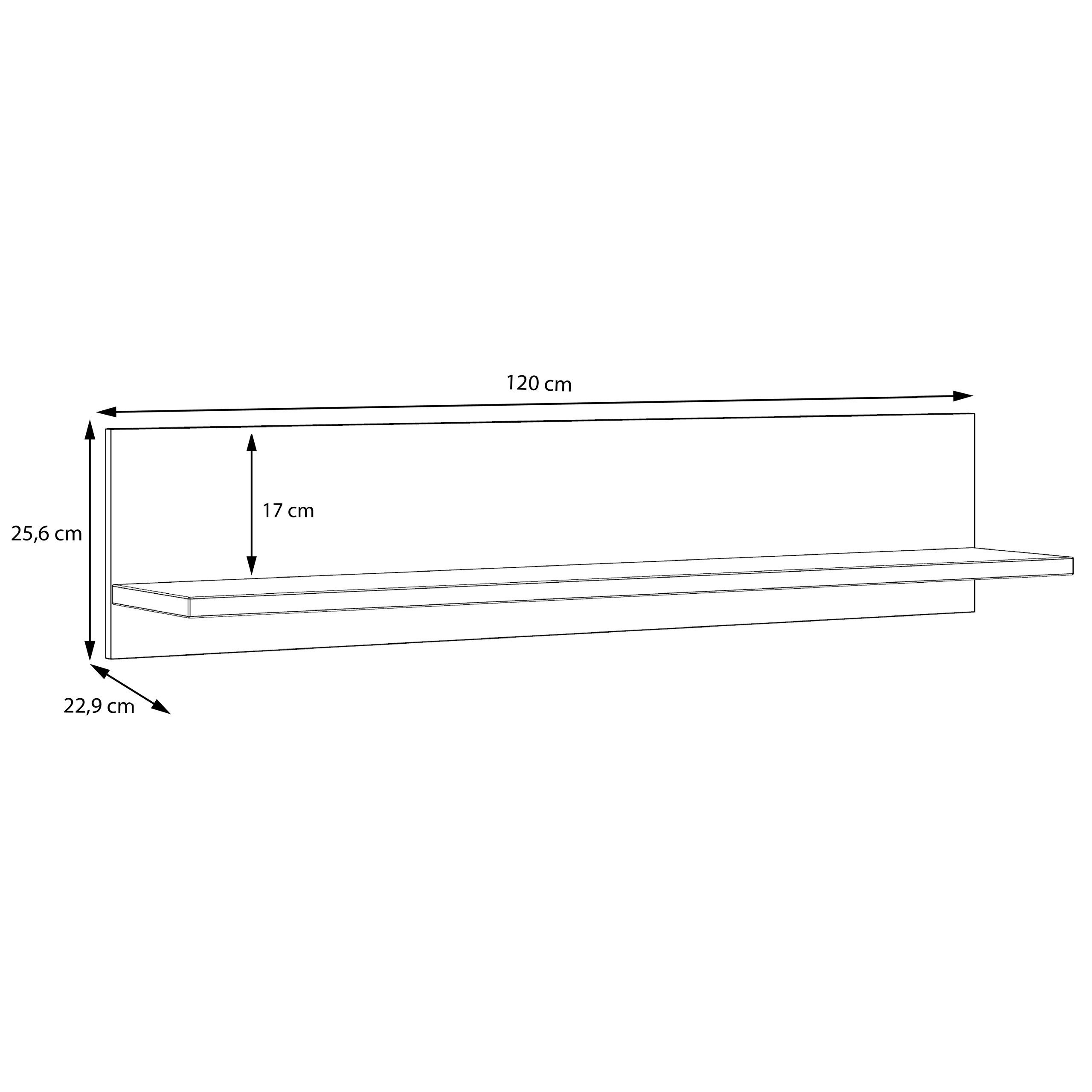 Newroom Eiche Industrial Wandregal Schwarz Wandboard und Modern Wandboard Azad, Bü... Artisan