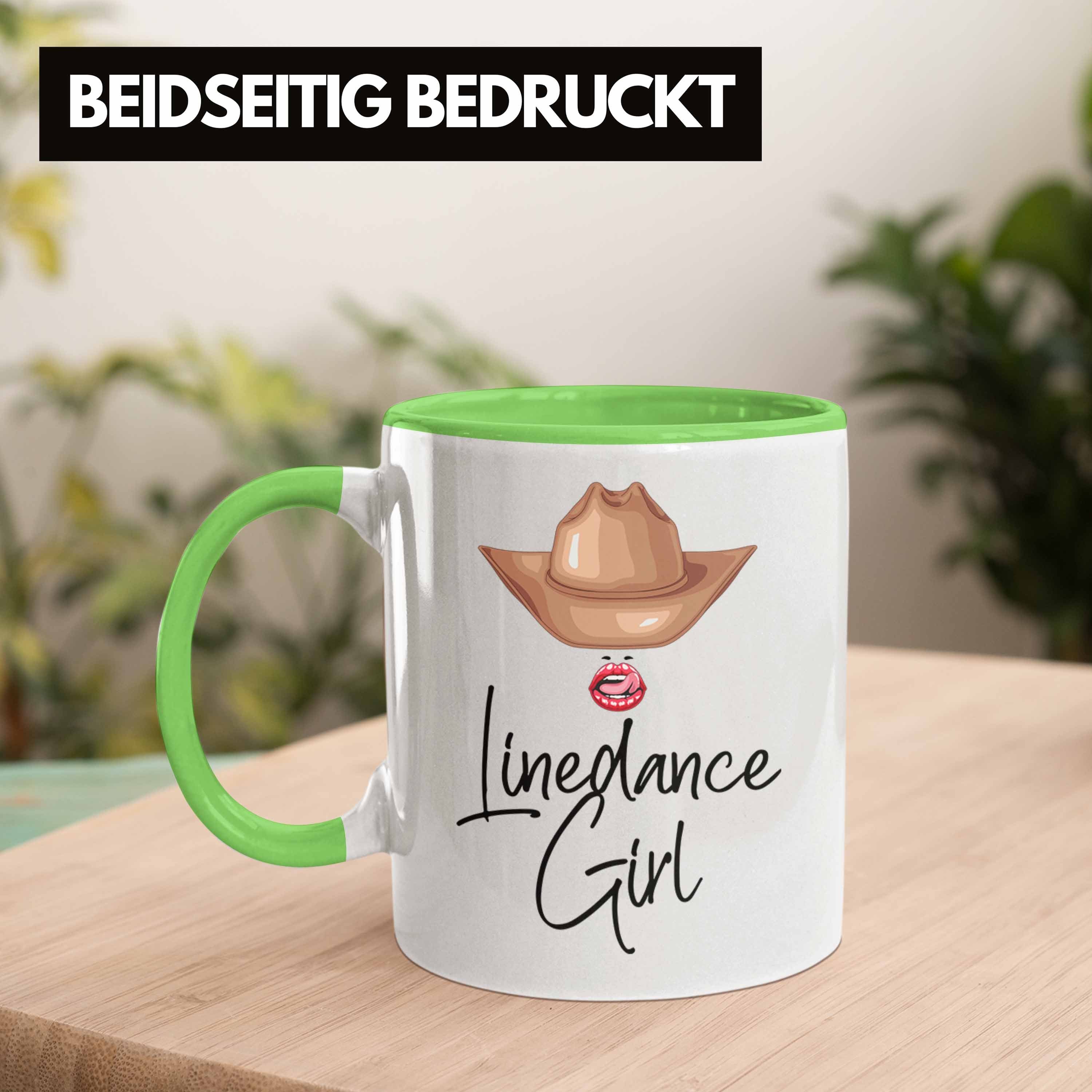 Trendation Linedancerin Tasse Grün Geschenkidee Linedance Girl Frauen Tasse Geschenk