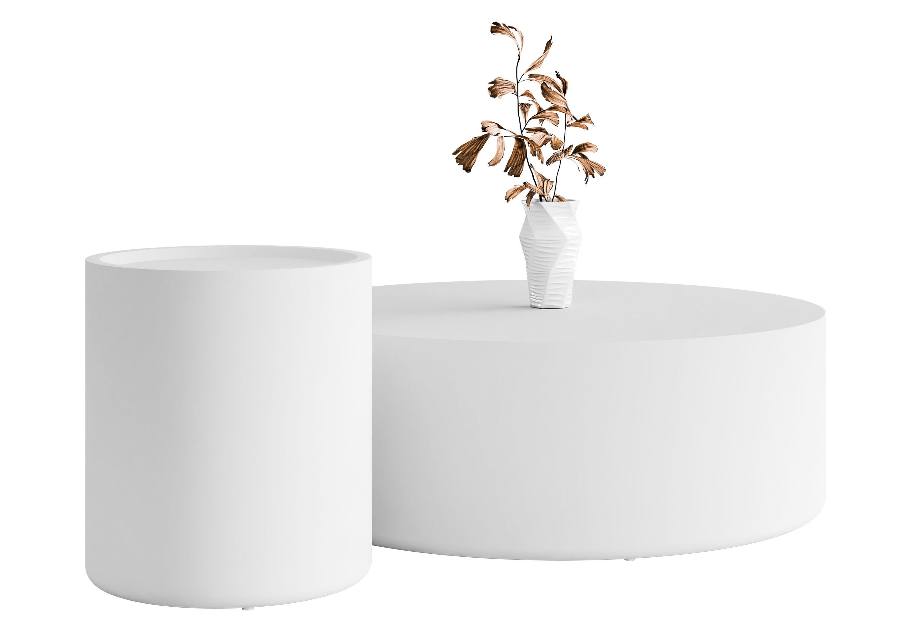 Lookway Couchtisch DUALO Couchtisch-Set – Modernes Design fürs Wohnzimmer (2er Set), Durchmesser: ⌀90 cm & ⌀40 cm, Höhe: 45,5 cm und 32,5 cm