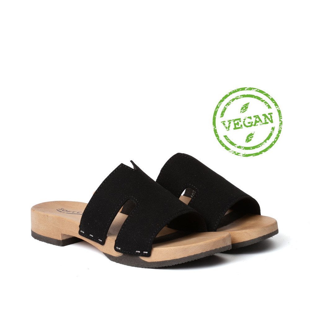 Softclox BLIDA vegan Velourseffekt schwarz (hazelnut) Pantolette