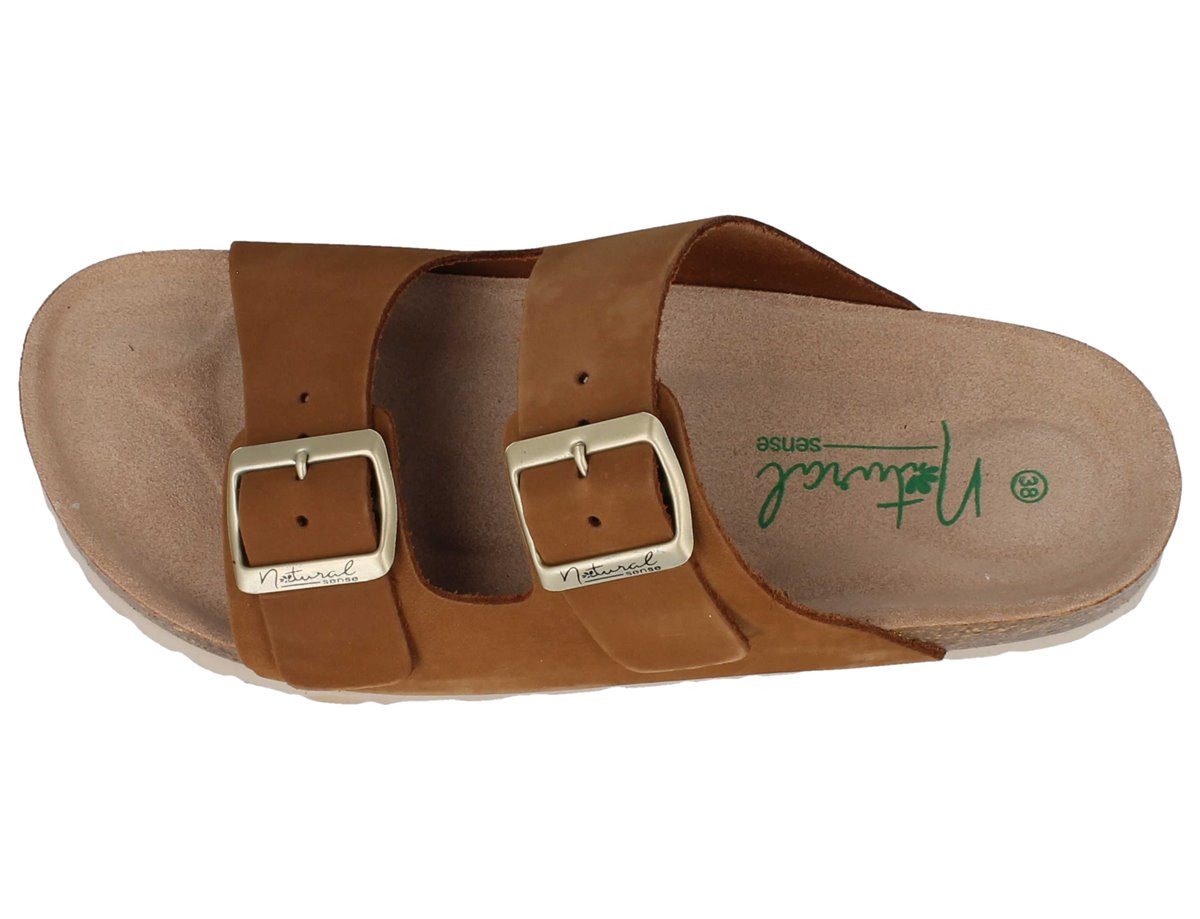 Natural Sense Damen Pantolette Werra - Leder Hausschuh Mit Lammfellfutter In Grau Für Kalte Tage