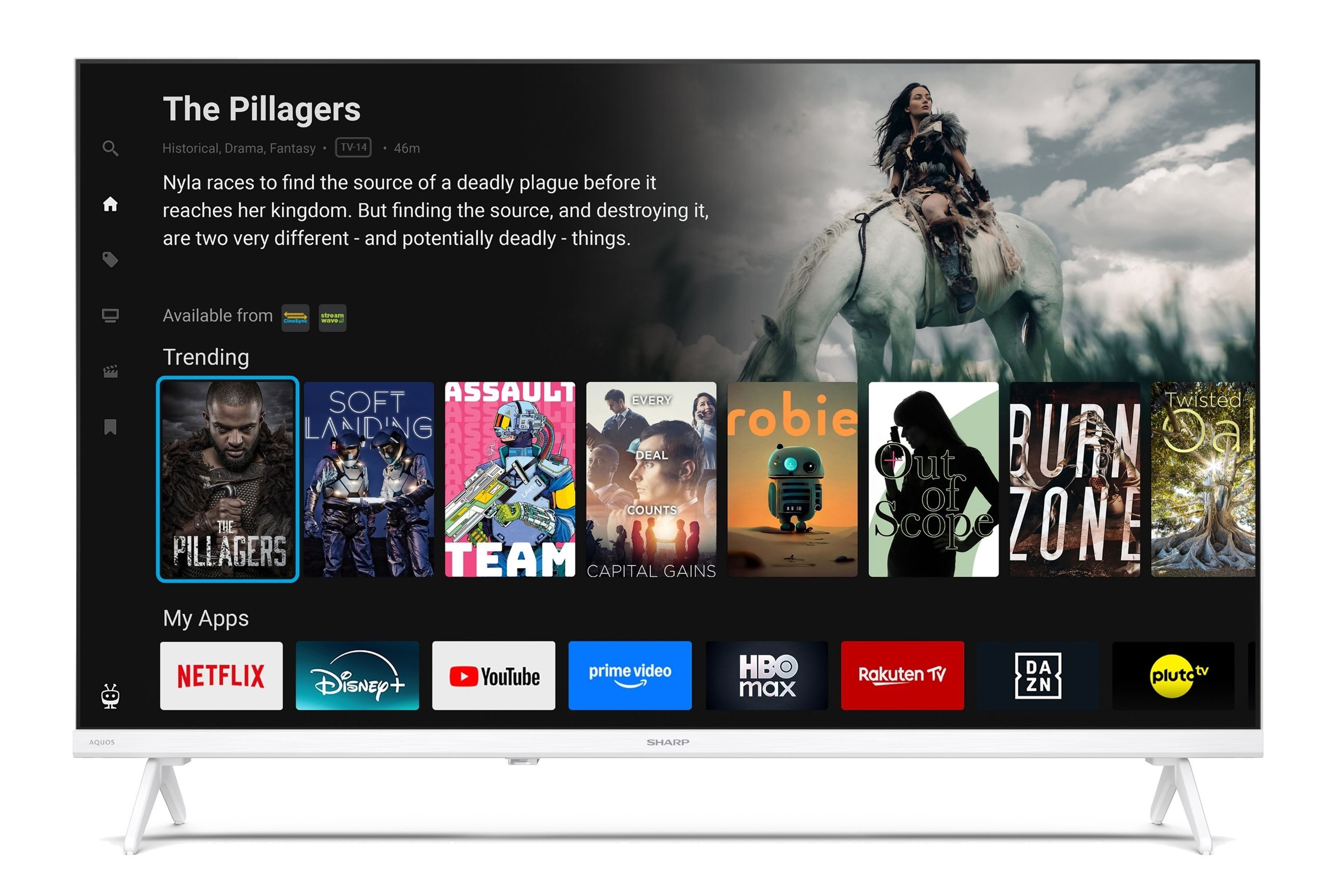 Sharp 32HE2745EW LCD-LED Fernseher (80 cm/32 Zoll, HD-ready, Smart TV powered by TiVo, Smart TV powered by TiVo, HDR, Triple-Tuner)