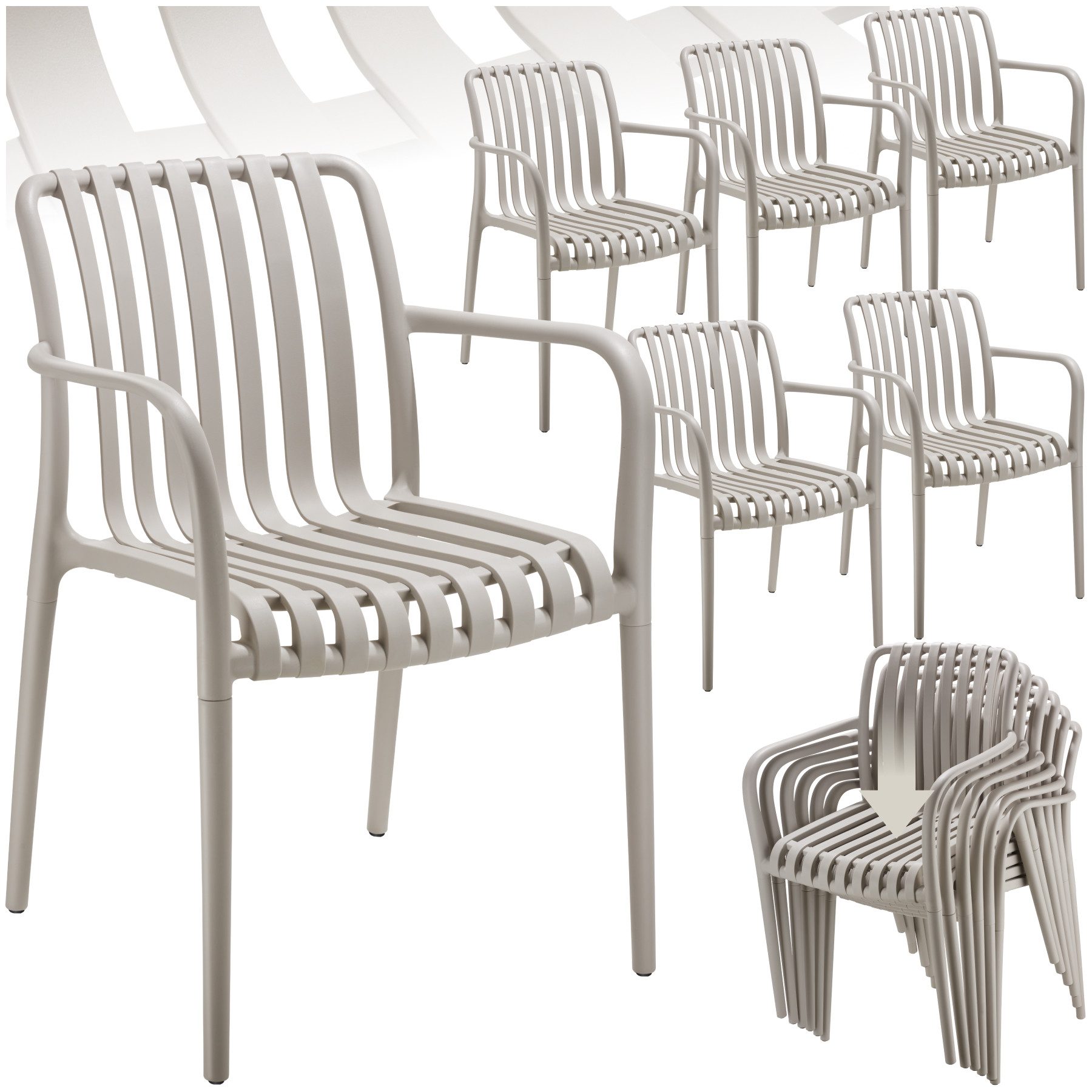 tectake Gartenstuhl Gartenstühle (6er Set, 6 günstig online kaufen