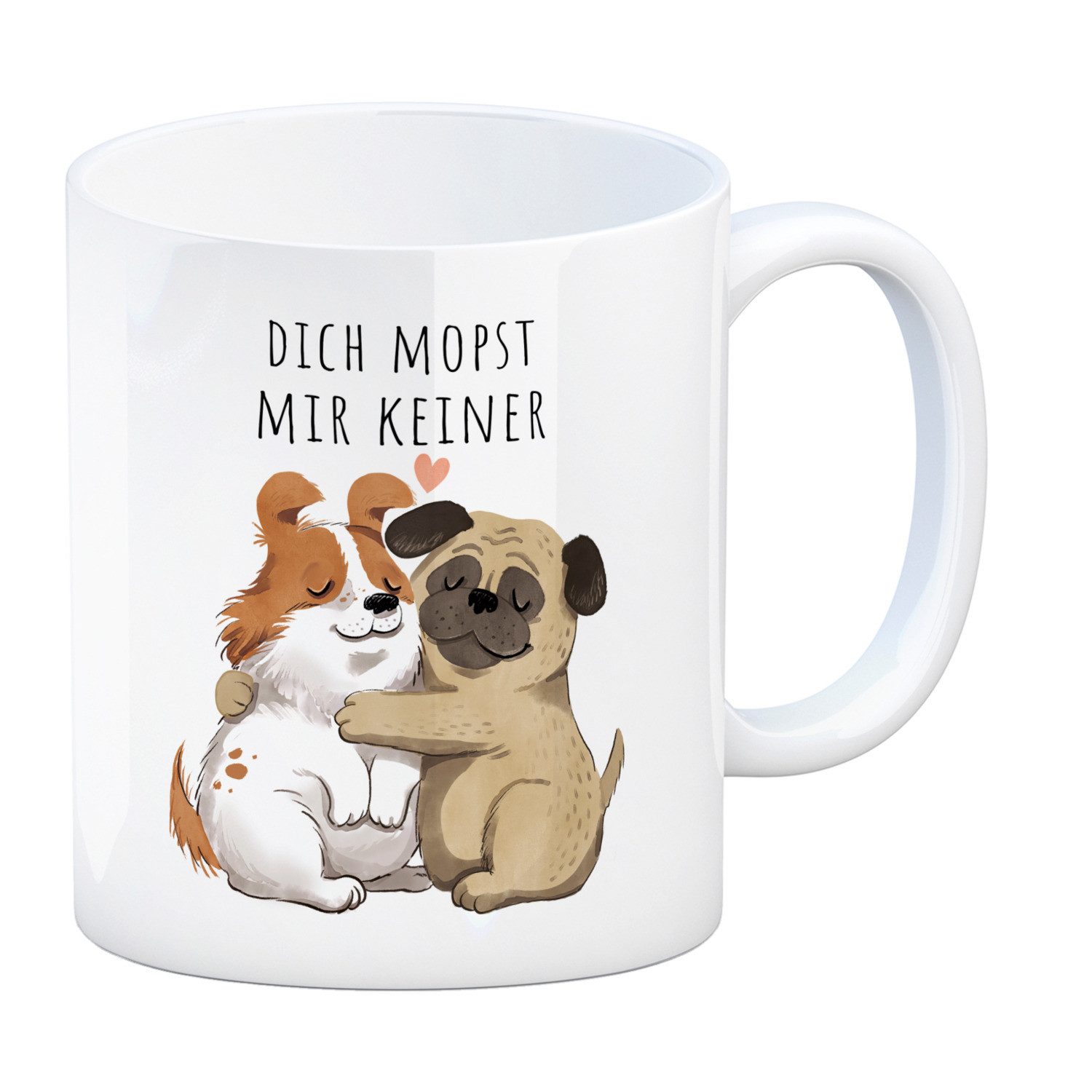 Tasse Mops Kaffeebecher mit Spruch Dich mopst mir keiner