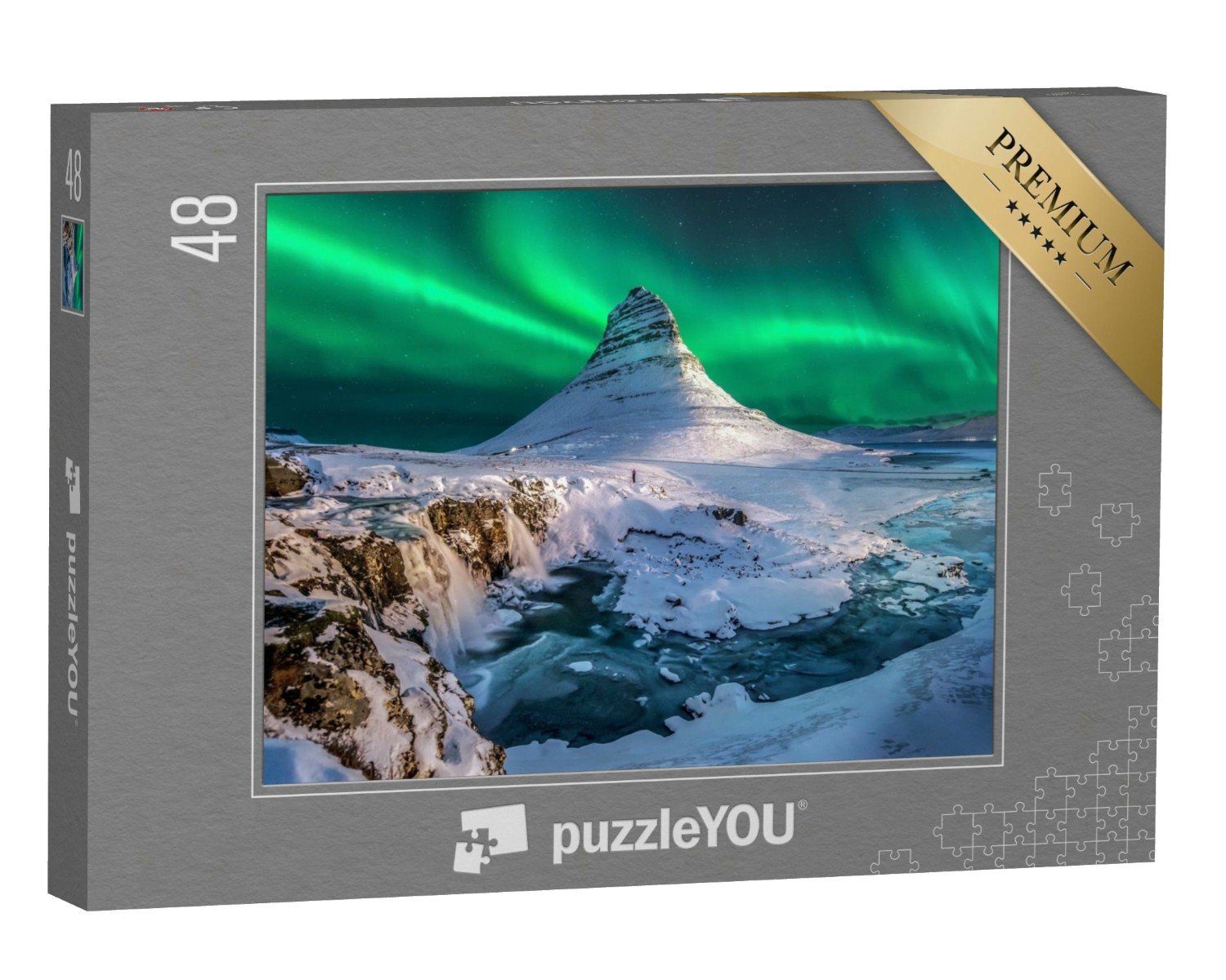 puzzleYOU Puzzle Nordlichter über dem Berg Kirkjufell in Island, 48 Puzzleteile, puzzleYOU-Kollektionen Natur, Island, Wildnis, 500 Teile, 2000 Teile