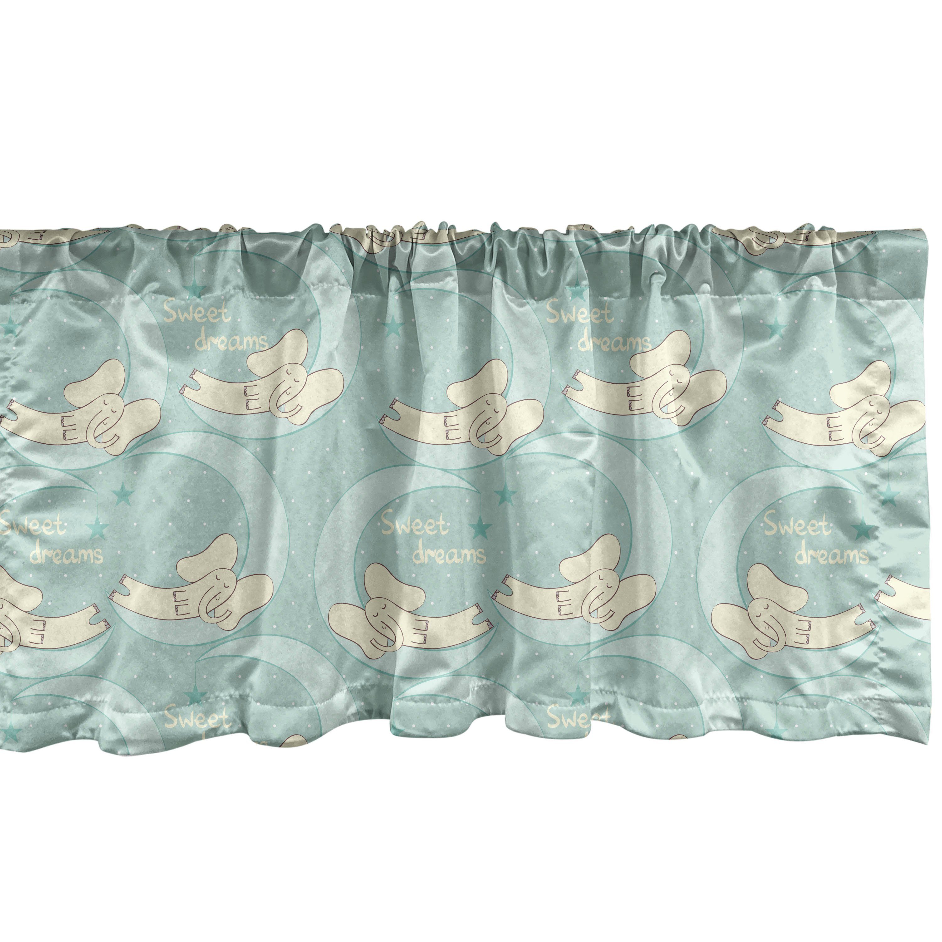 Scheibengardine Vorhang Volant für Küche Schlafzimmer Dekor mit Stangentasche, Abakuhaus, Microfaser, Elefant Nursery Tier auf Crescent