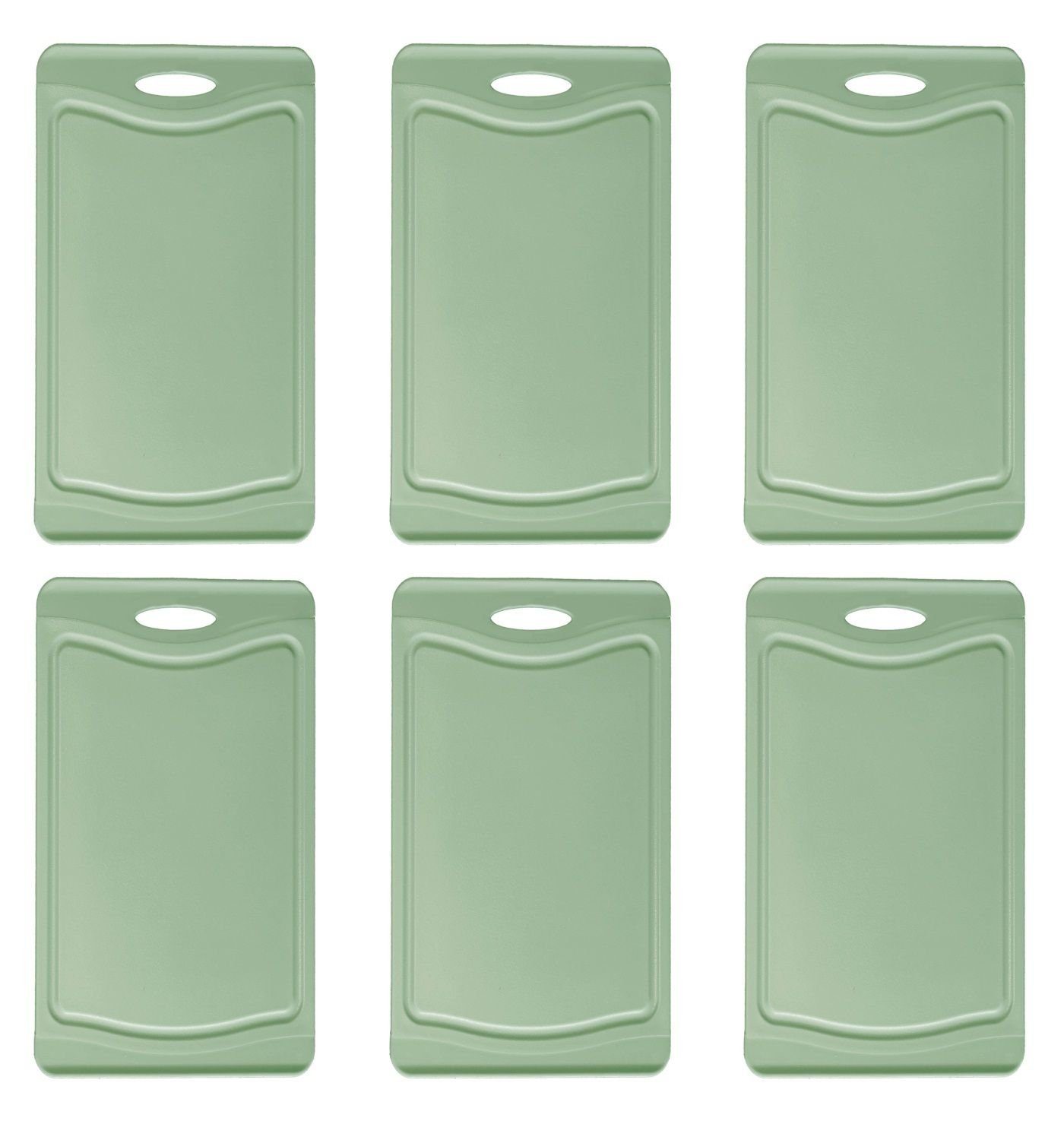 Steuber Schneidebrett, Kunststoff, (Set, 6-St), beidseitig verwendbar, mit Saftrinne, messerschonend Pastell-grün