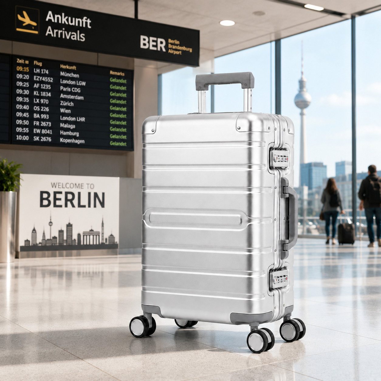 Travelhouse Handgepäckkoffer 100% Aluminium Serie OSLO - verschiedene Farben, 4 Rollen, mit stabilem Aluminium-Gehäuse und verstärkten Ecken