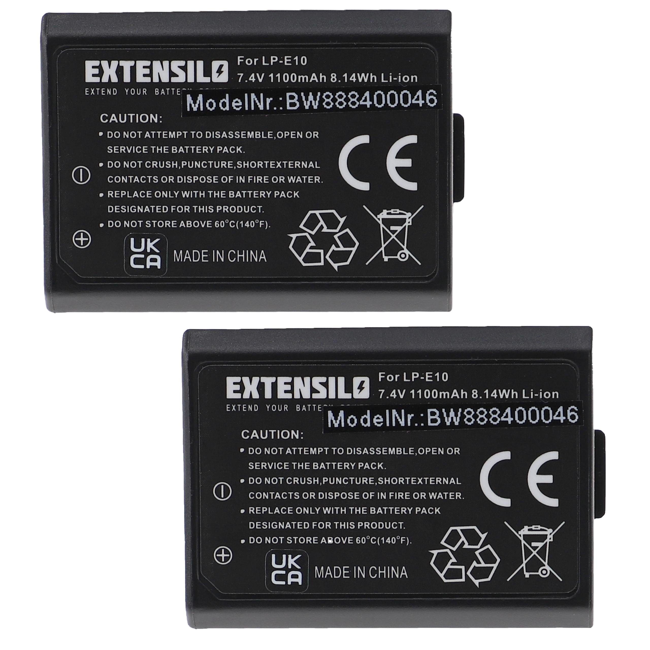 Extensilo Ersatz (7,4 Kamera-Akku 1100 V) Li-Ion Canon für für LP-E10 mAh