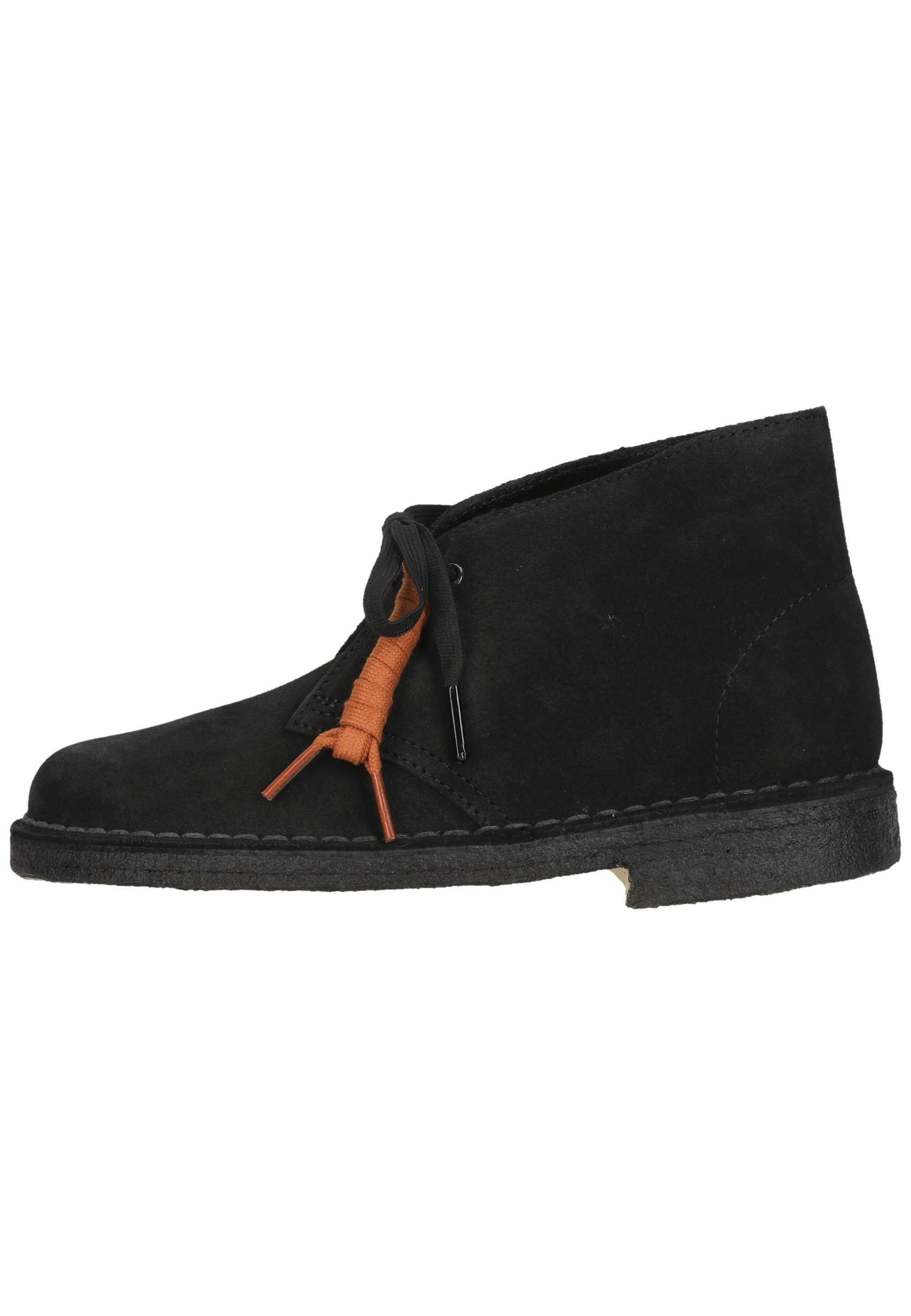 Clarks Desert Boot. Black Sde Schnürschuh mit griffiger Laufsohle
