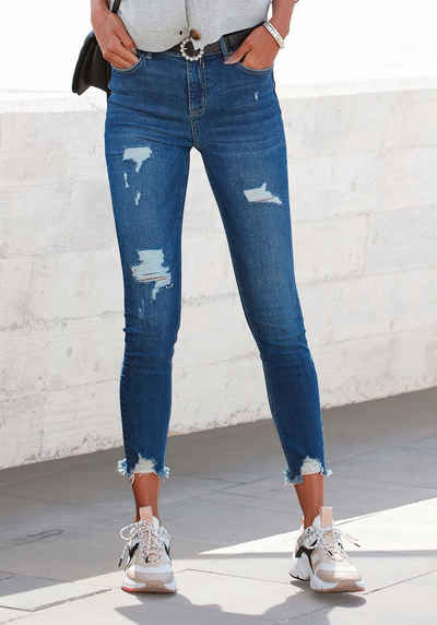 Buffalo Destroyed-Jeans mit ausgefranstem Beinabschluss