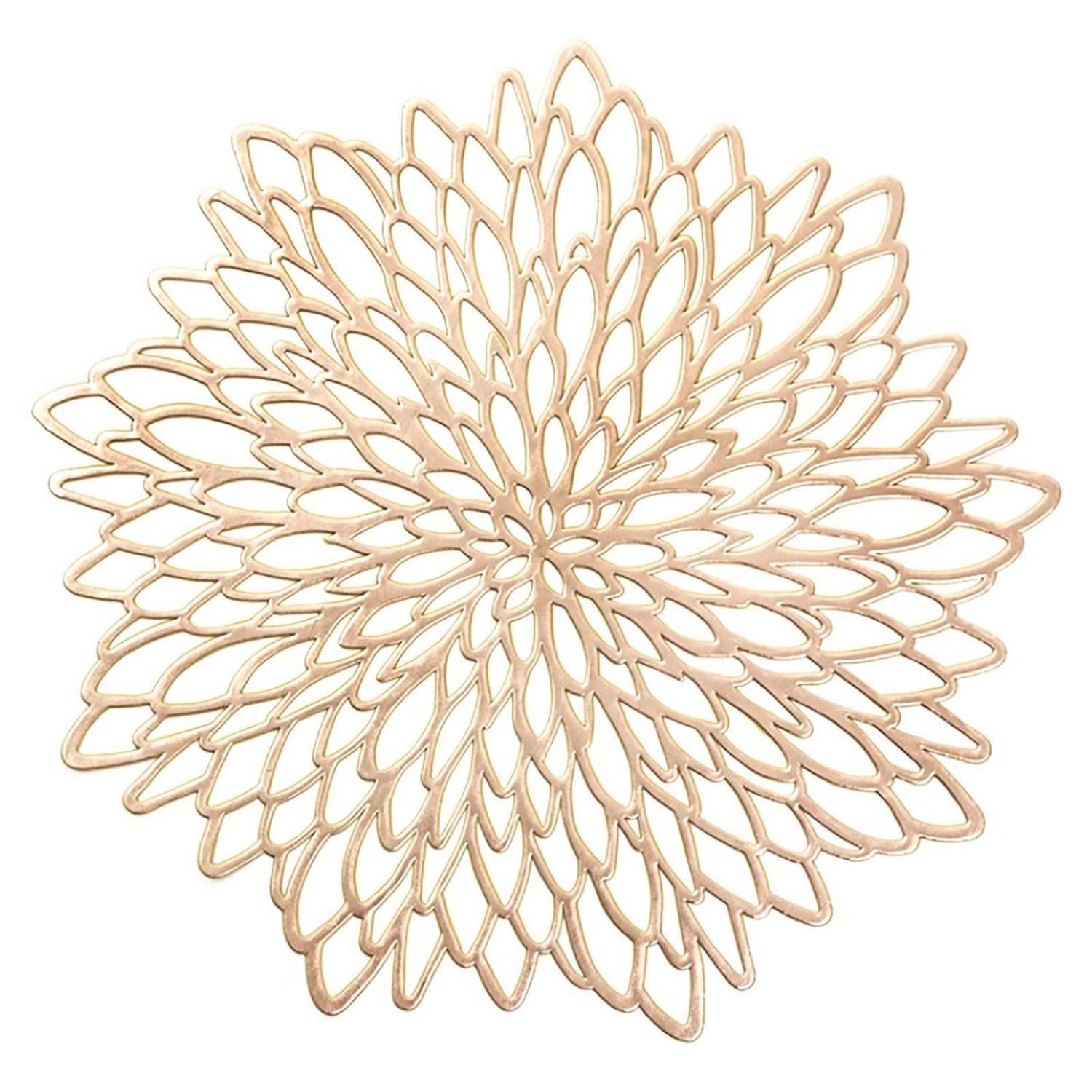 LuxusKollektion Platzset Platzset Rund Gold 4er Set Hitzebeständig PVC, (4-St)