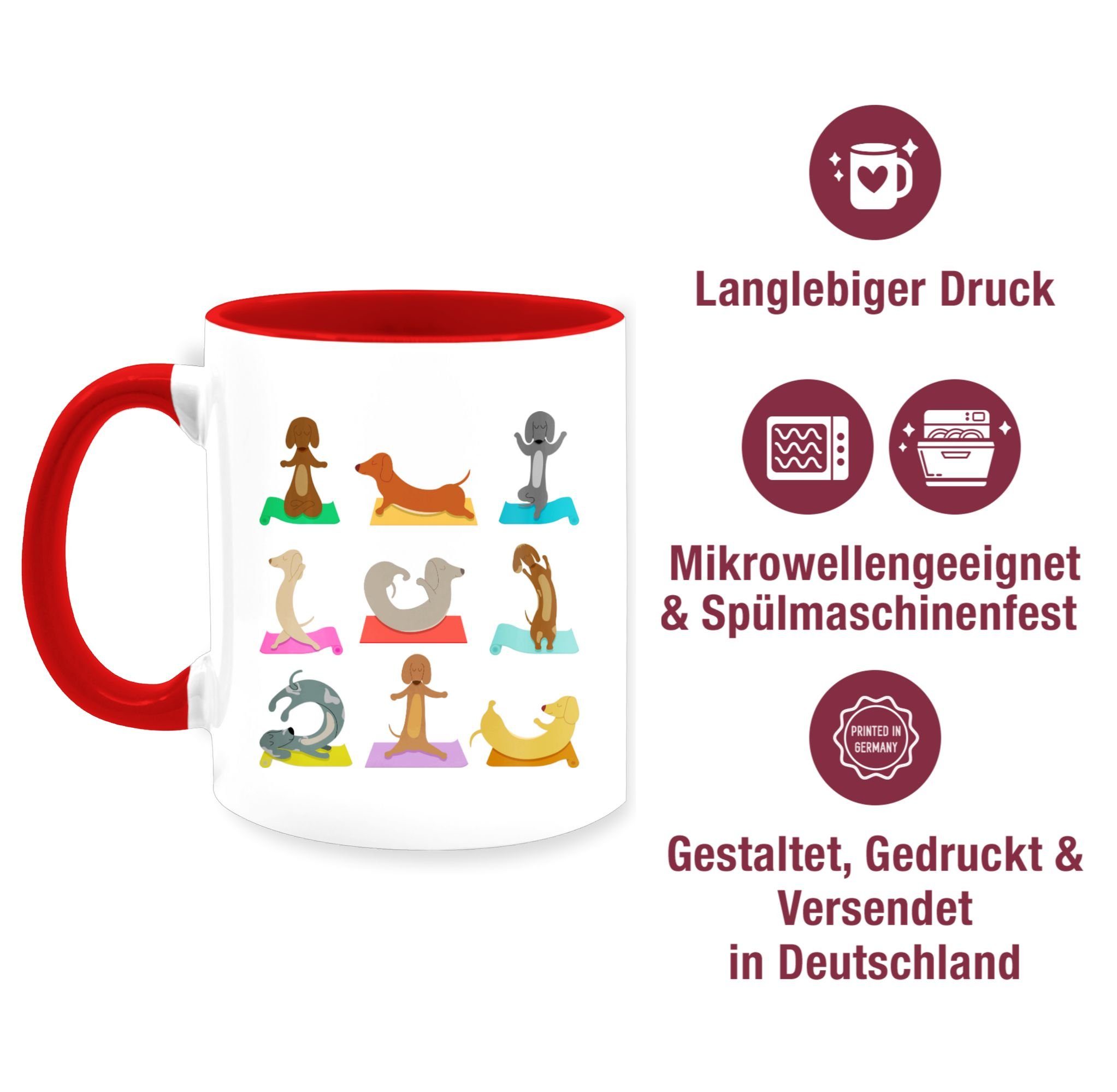 Tasse Dackel Lustig, Yoga Dackel Keramik, Rot 1 Hunde Shirtracer