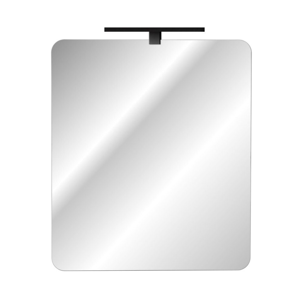 Lomadox Badspiegel ADELAIDE-56-WHITE, LED-Aufsatzleuchte (schwarz) ca. 60x70cm mit
