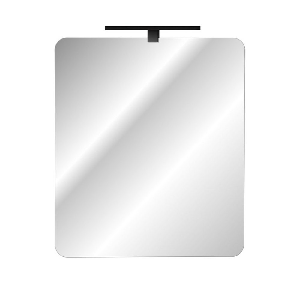 Thumbnail - Lomadox Badspiegel MIRROR-56, mit LED-Aufsatzleuchte (schwarz) ca. 60x70cm