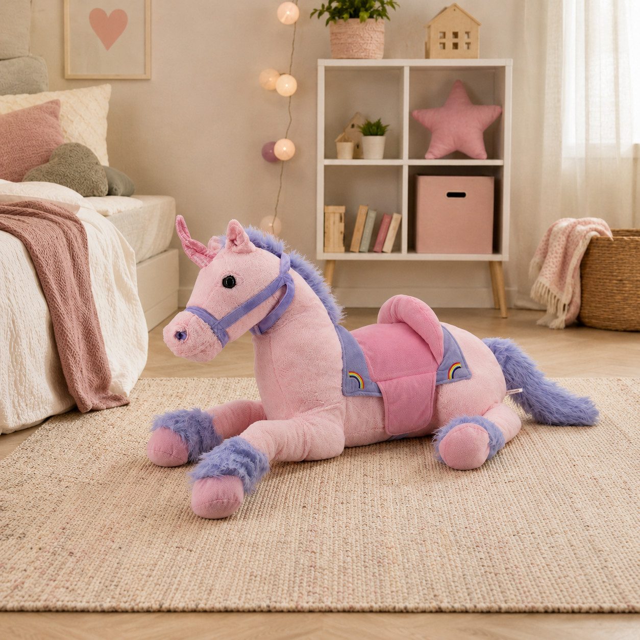 Sweety-Toys Kuscheltier Sweety Toys Kuscheltier Einhorn Rainbow liegend rosa 110 cm