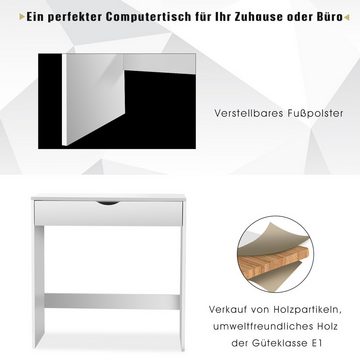 oyajia Schreibtisch Modern Bürotisch mit Schublade, 75x40x75cm, PC Tisch Couchtisch, Weiß Laptoptisch Kaffeetisch Computertisch für Studie, Büro,Wohnzimmer