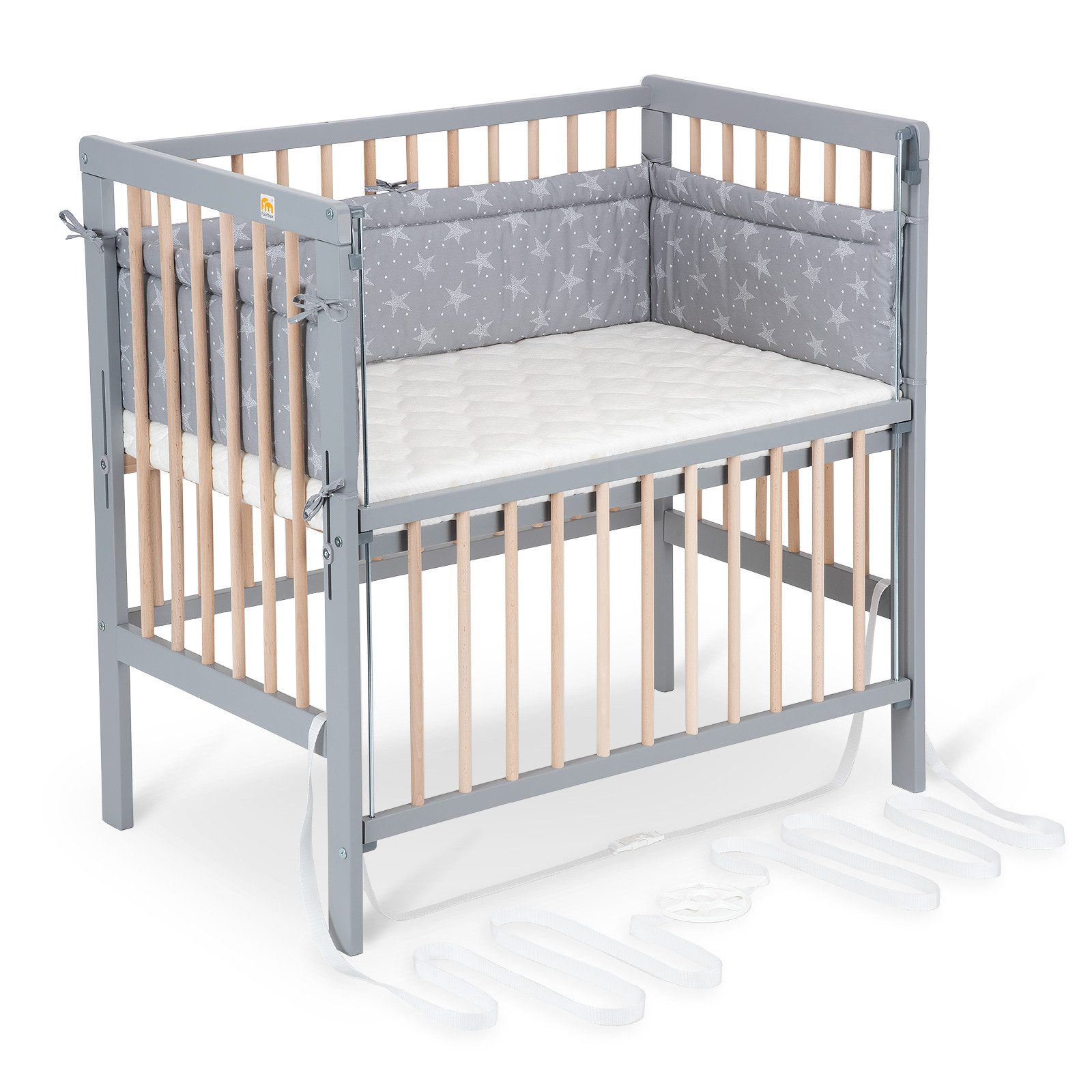 FabiMax Beistellbett Flex grau / natur, günstig online kaufen