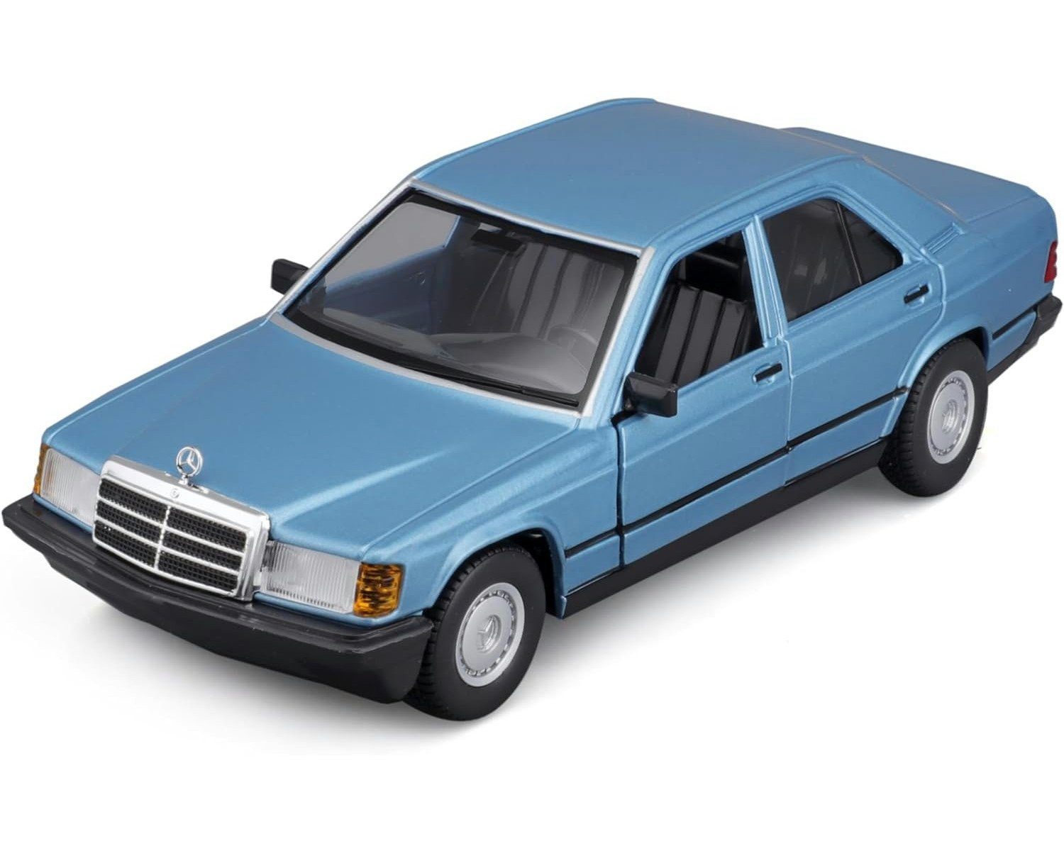 Bburago Modellauto Mercedes 190E ´87 (diamant blau), Maßstab 1:24, detailliertes Modell