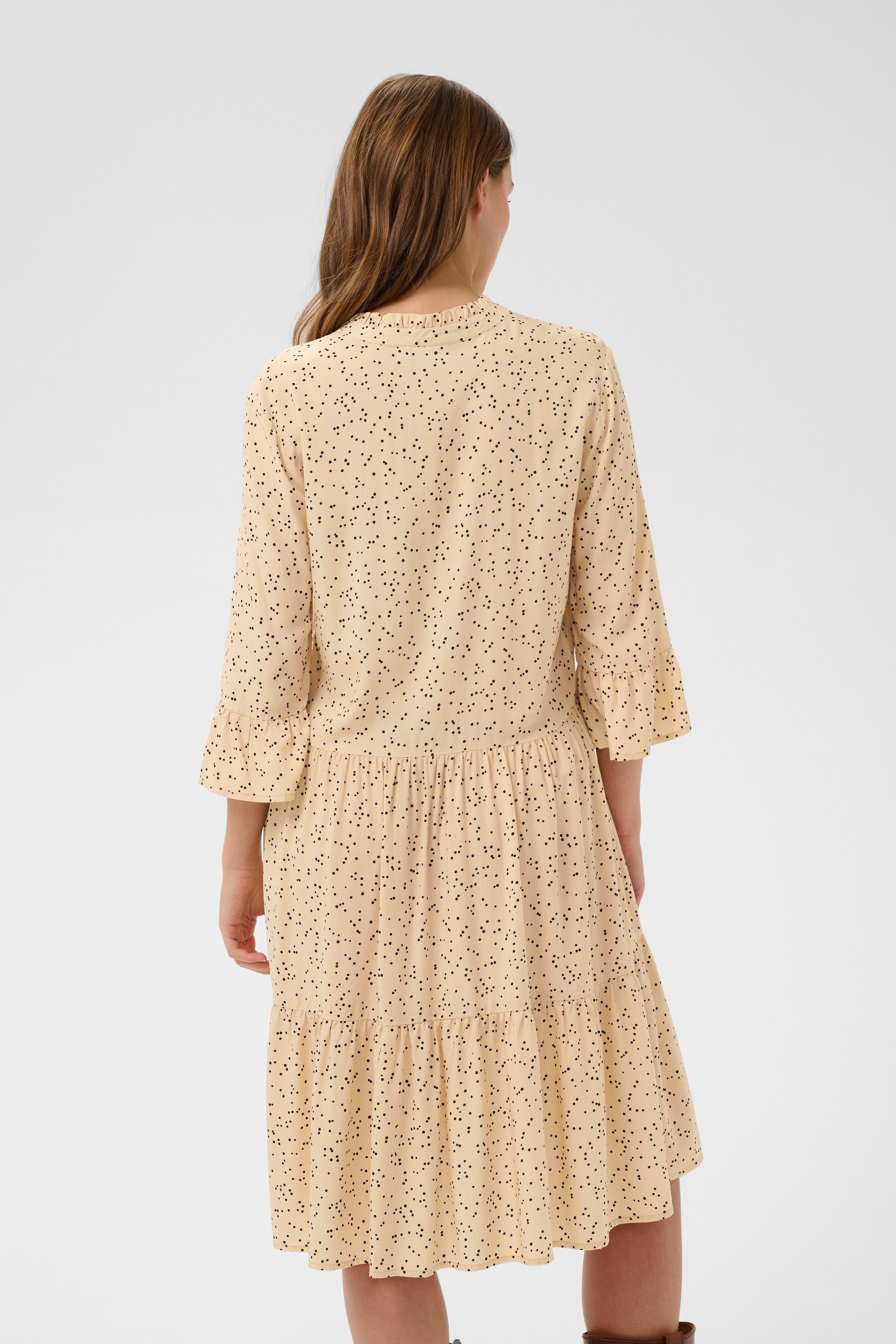 Saint Tropez Blusenkleid EdaSZ Dress Sommerkleid, Tunikakleid mit Volant und 3/4 Ärmel