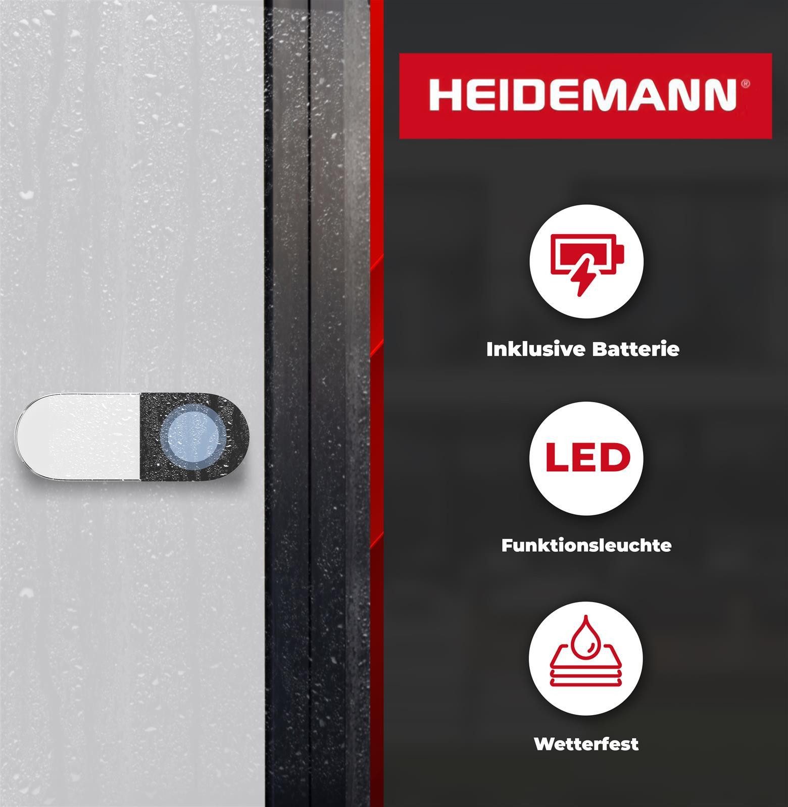Heidemann Türklingel Heidemann Funksender Blackline (1-St), 200m Reichweite, LED Funktionsleuchte