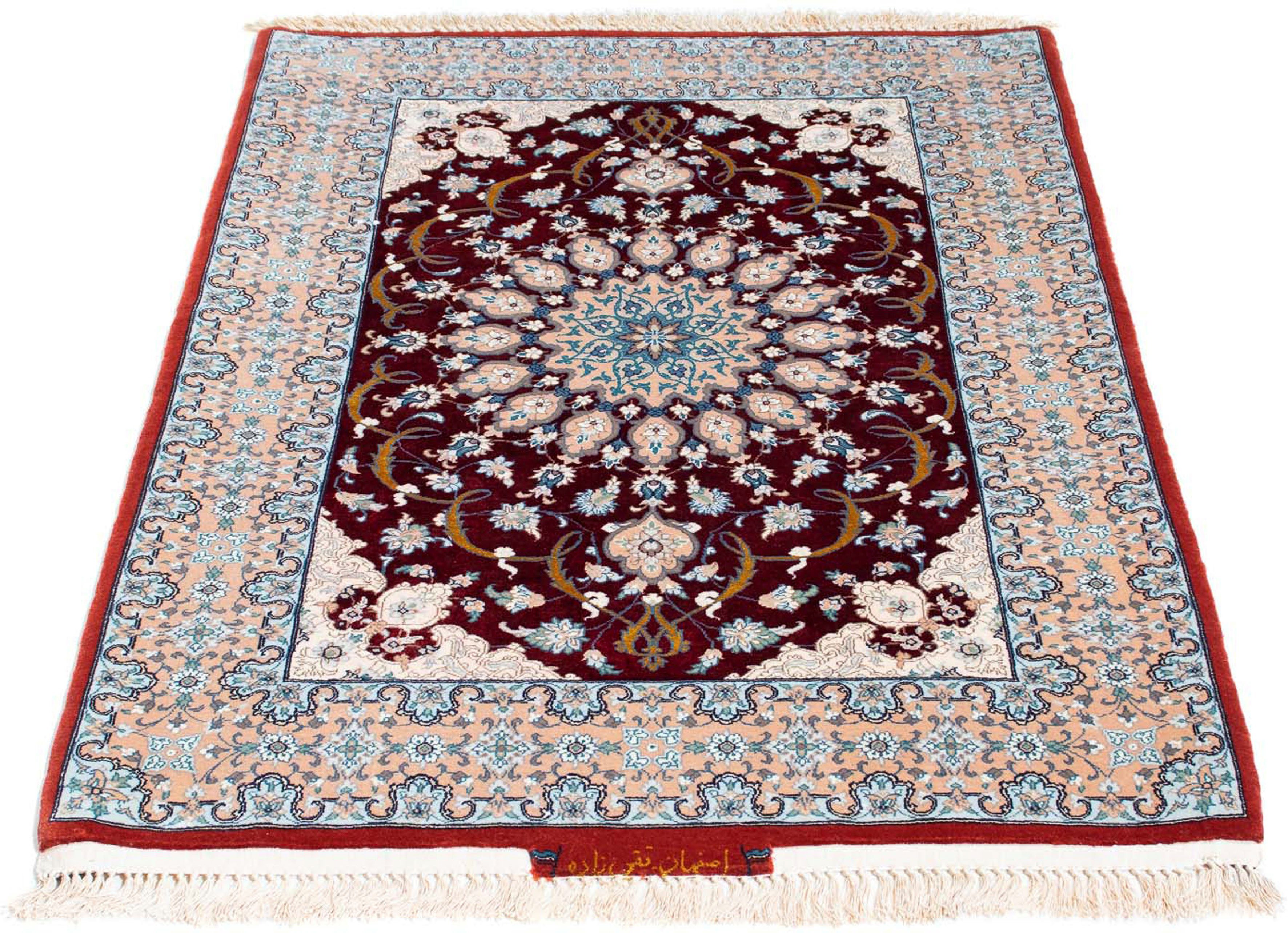 Orientteppich Perser - Isfahan - Premium - 119 x 84 cm - dunkelrot, morgenland, rechteckig, Höhe: 6 mm, Wohnzimmer, Handgeknüpft, Einzelstück mit Zertifikat