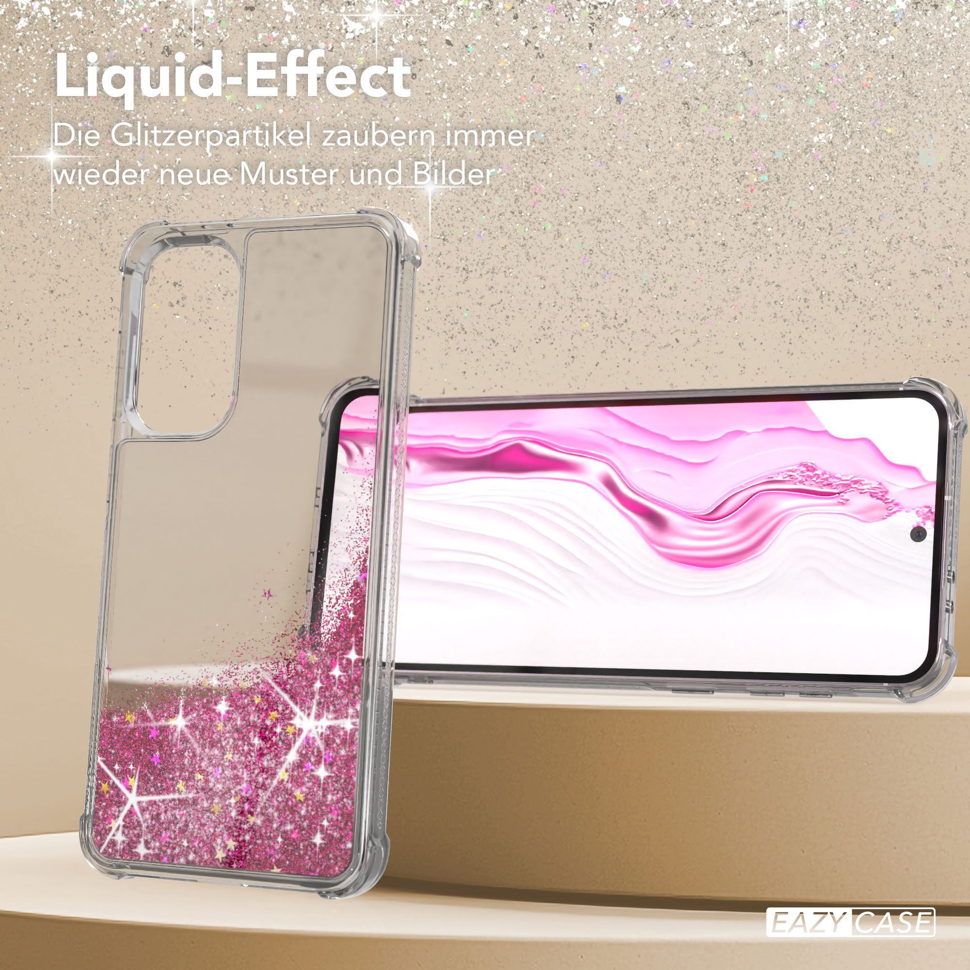 EAZY CASE Handyhülle Liquid Glittery Case für Samsung Galaxy A56 5G 6,7 Zoll, Glitzerhülle Shiny Slimcover stoßfest Durchsichtig Bumper Case Pink – Bild 4 von 5