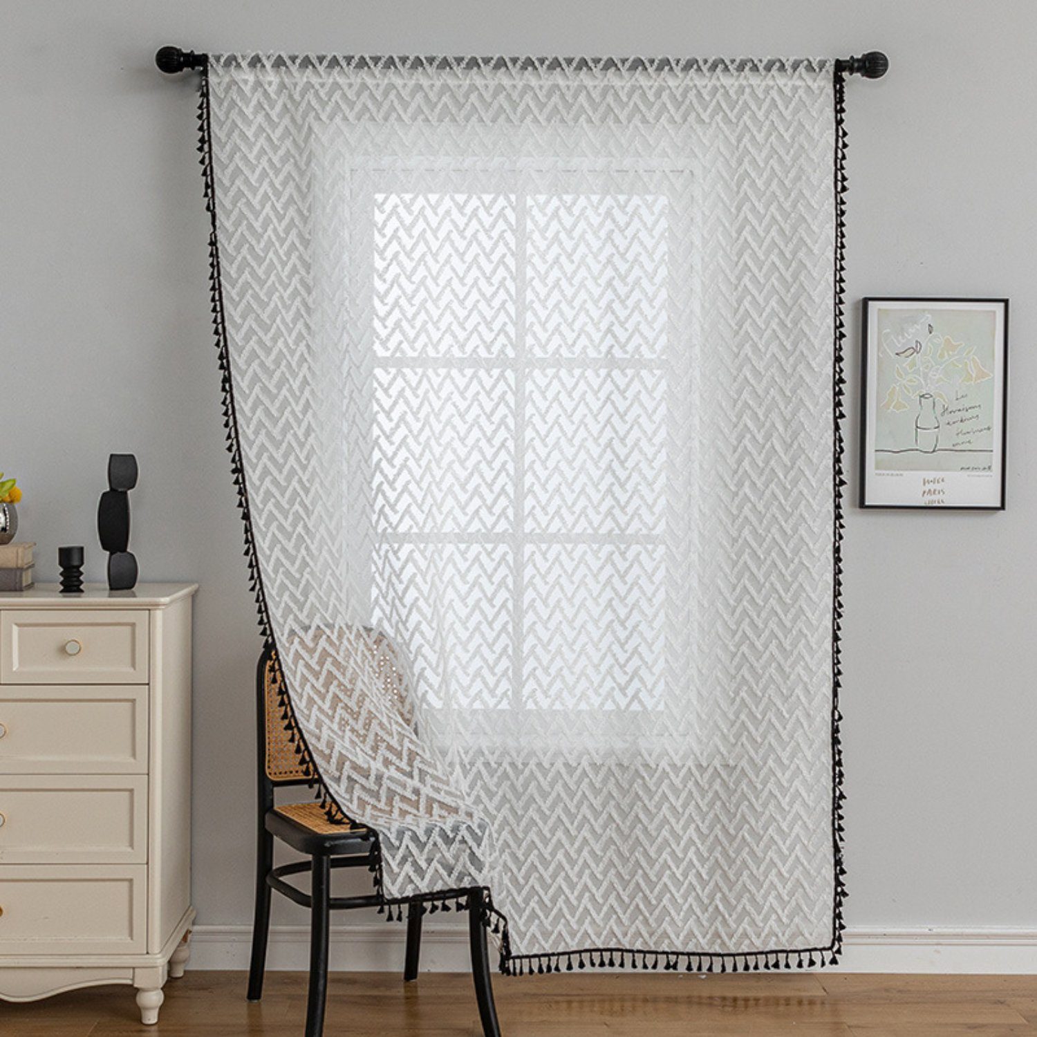 BYSURE Gardine, Stangendurchzug (1 St), halbtransparent, günstig online kaufen