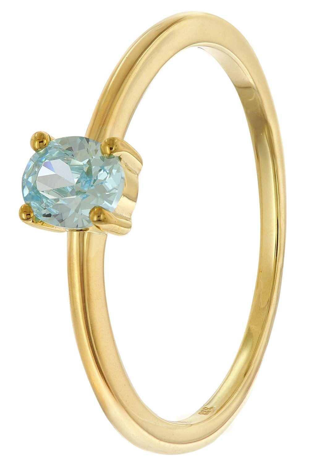 trendor Goldring Damen333 Gold (8k) Ovaler Zirkonia Hellblau