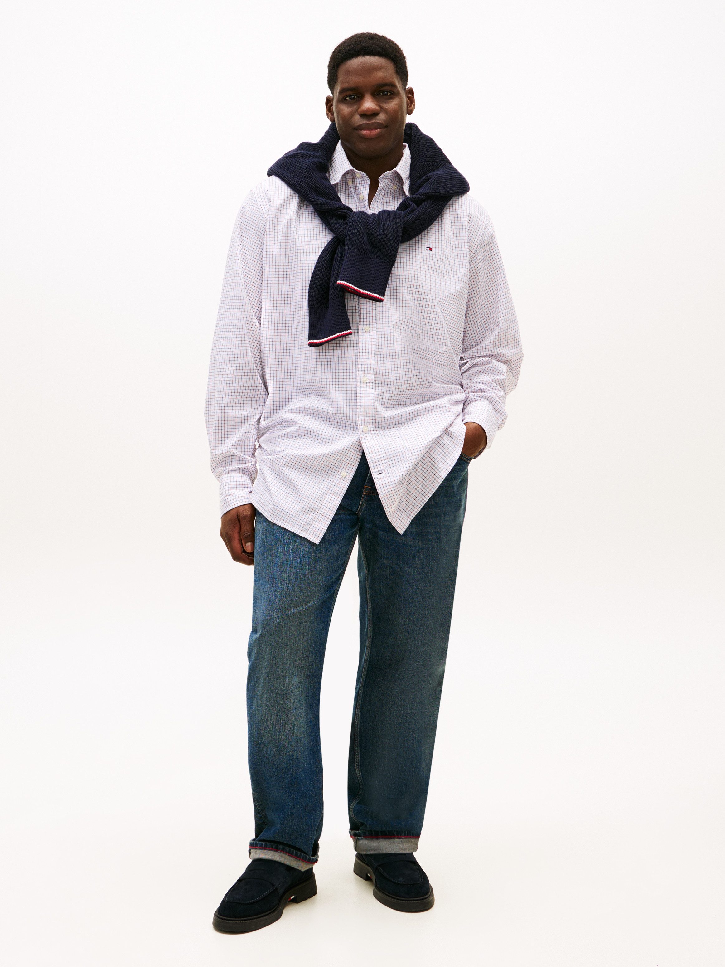 Tommy Hilfiger Big & Tall Langarmhemd BT - CORE TATTRSALL POP Große Größen, Button-down-Kragen, regular fit
