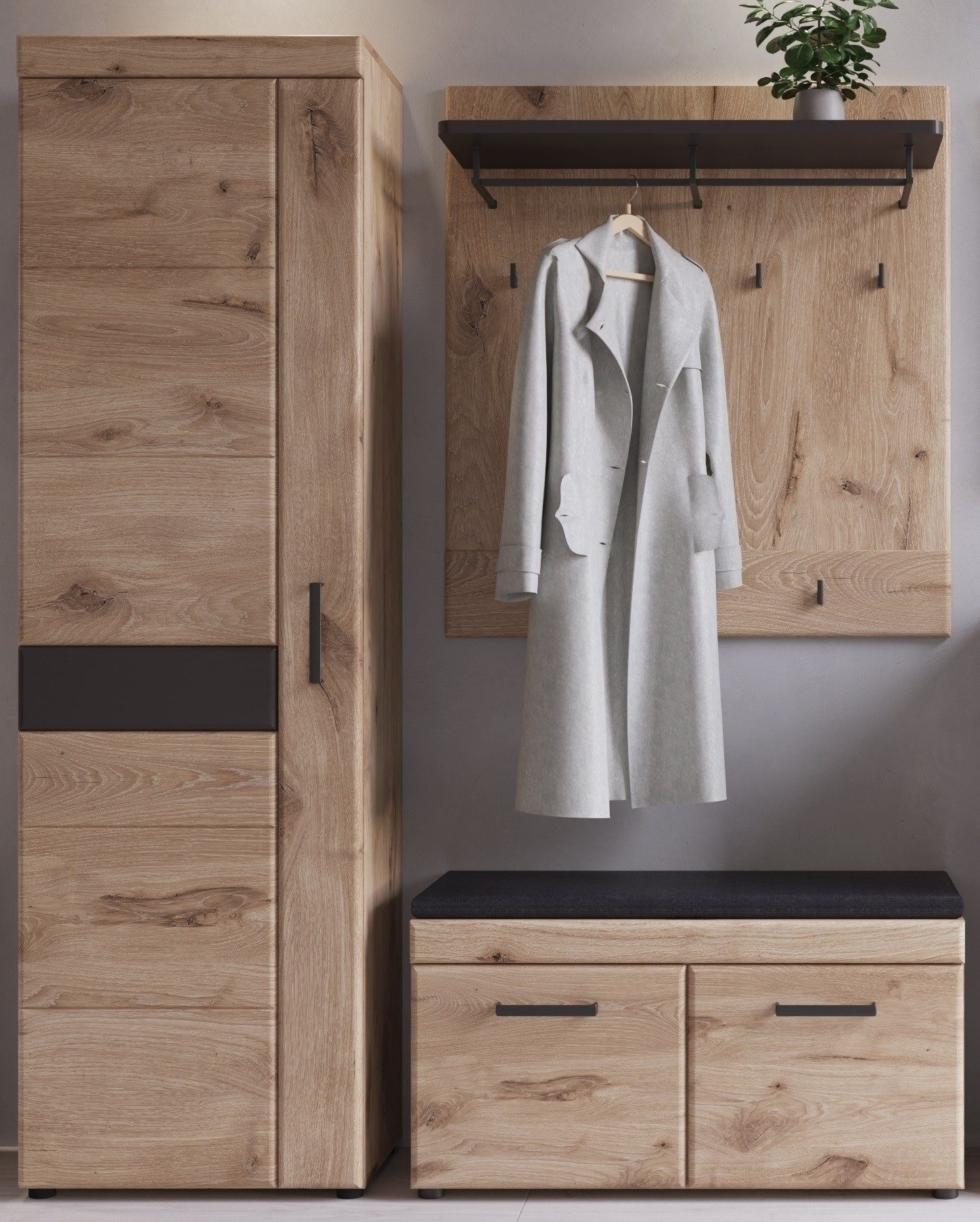 Meble Wójcik Garderoben-Set (3-teilig) Viking Eiche Dekor - 153x195x38 (BxHxT), (3-teilig)