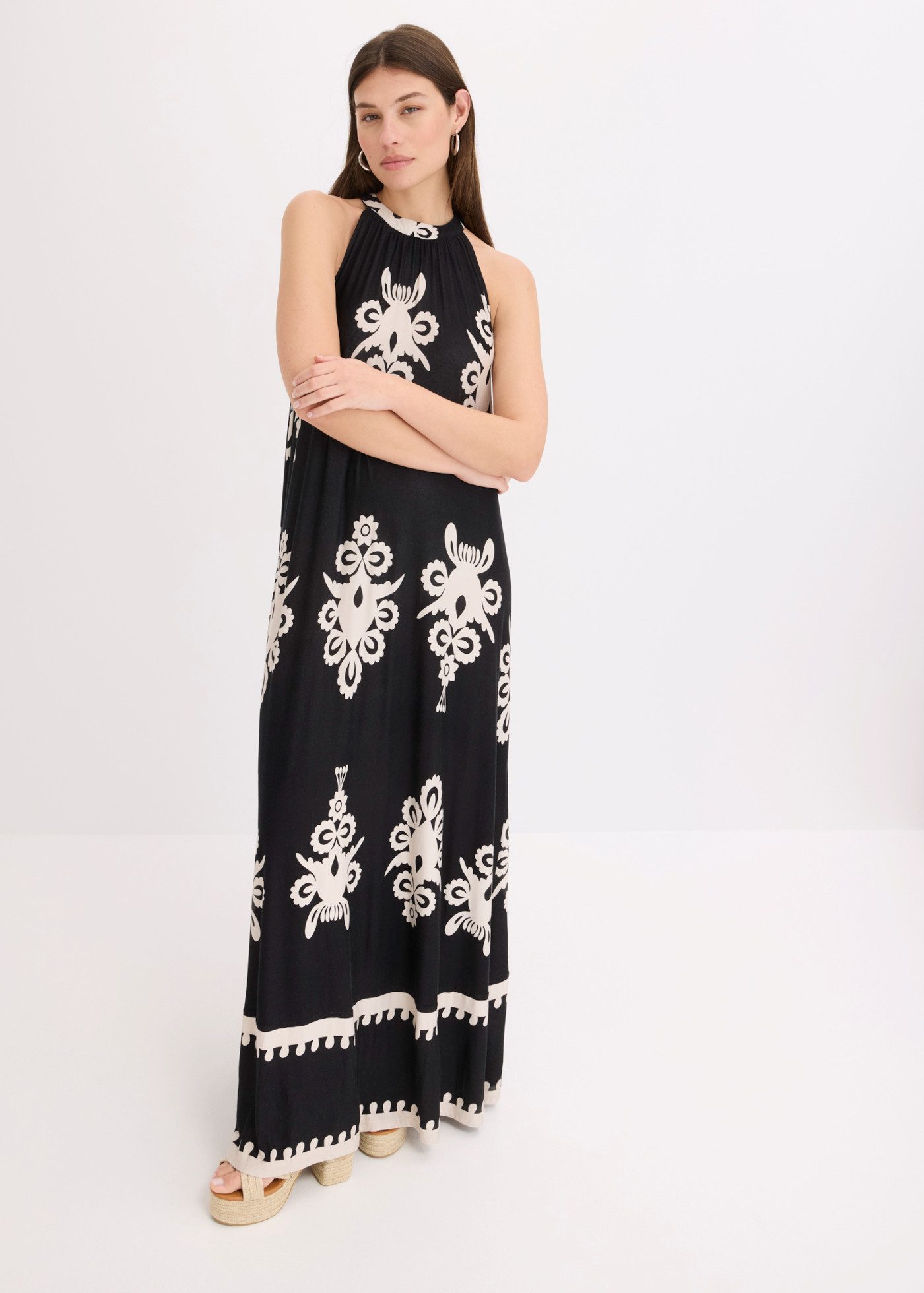bonprix Jerseykleid aus Viskose-Mix, ausgestellte Passform, maxilänge, ärmellos