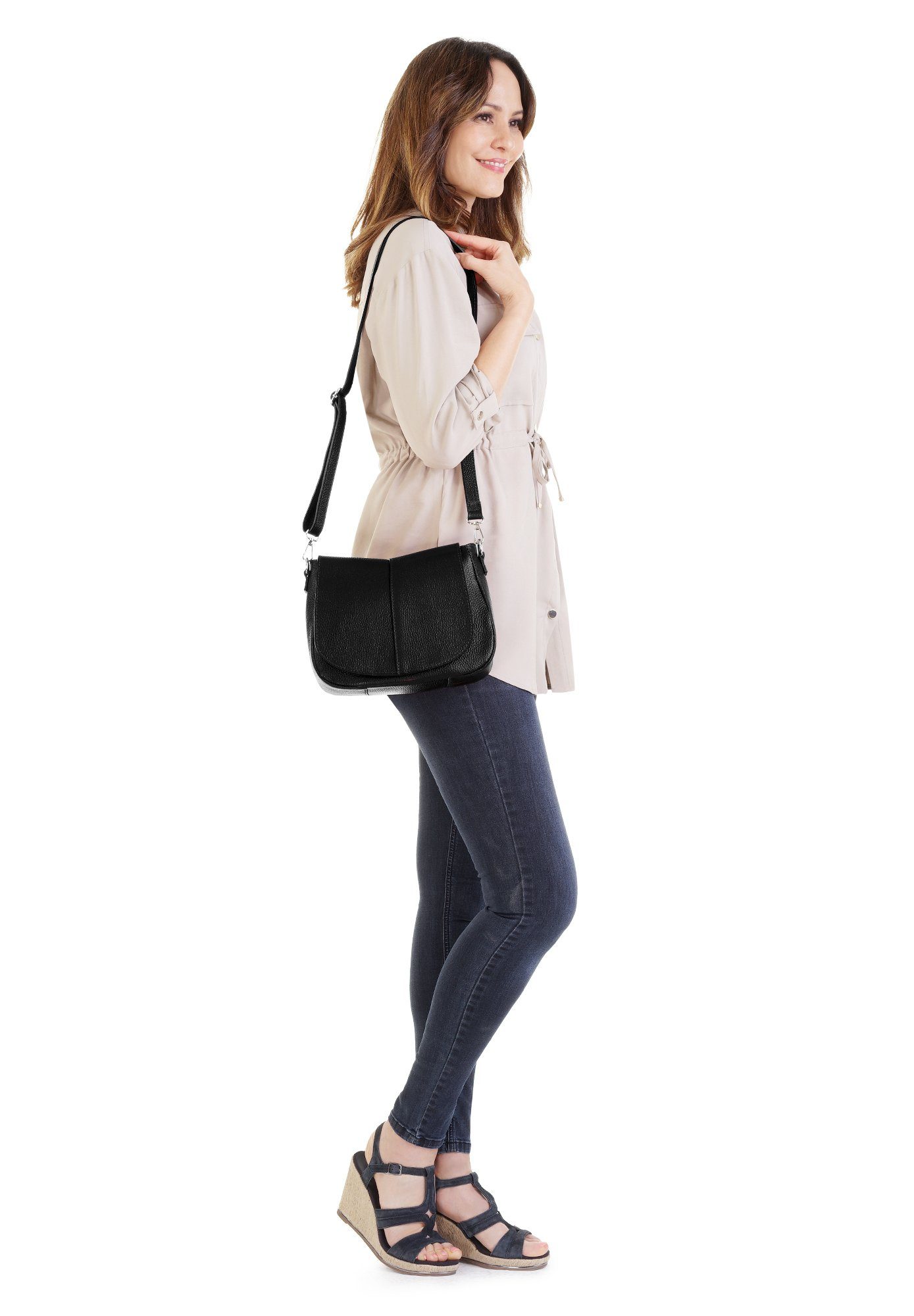 Cluty Umhängetasche CLUTY Damen echt Leder, Made in Italy, echt Leder, Made in Italy – Bild 2 von 5