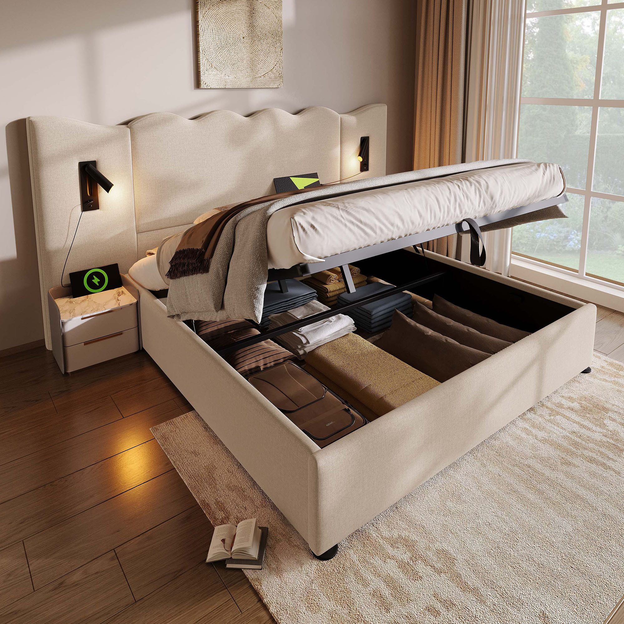 HAUSS SPOLE Polsterbett 160×200 mit Leselampe günstig online kaufen
