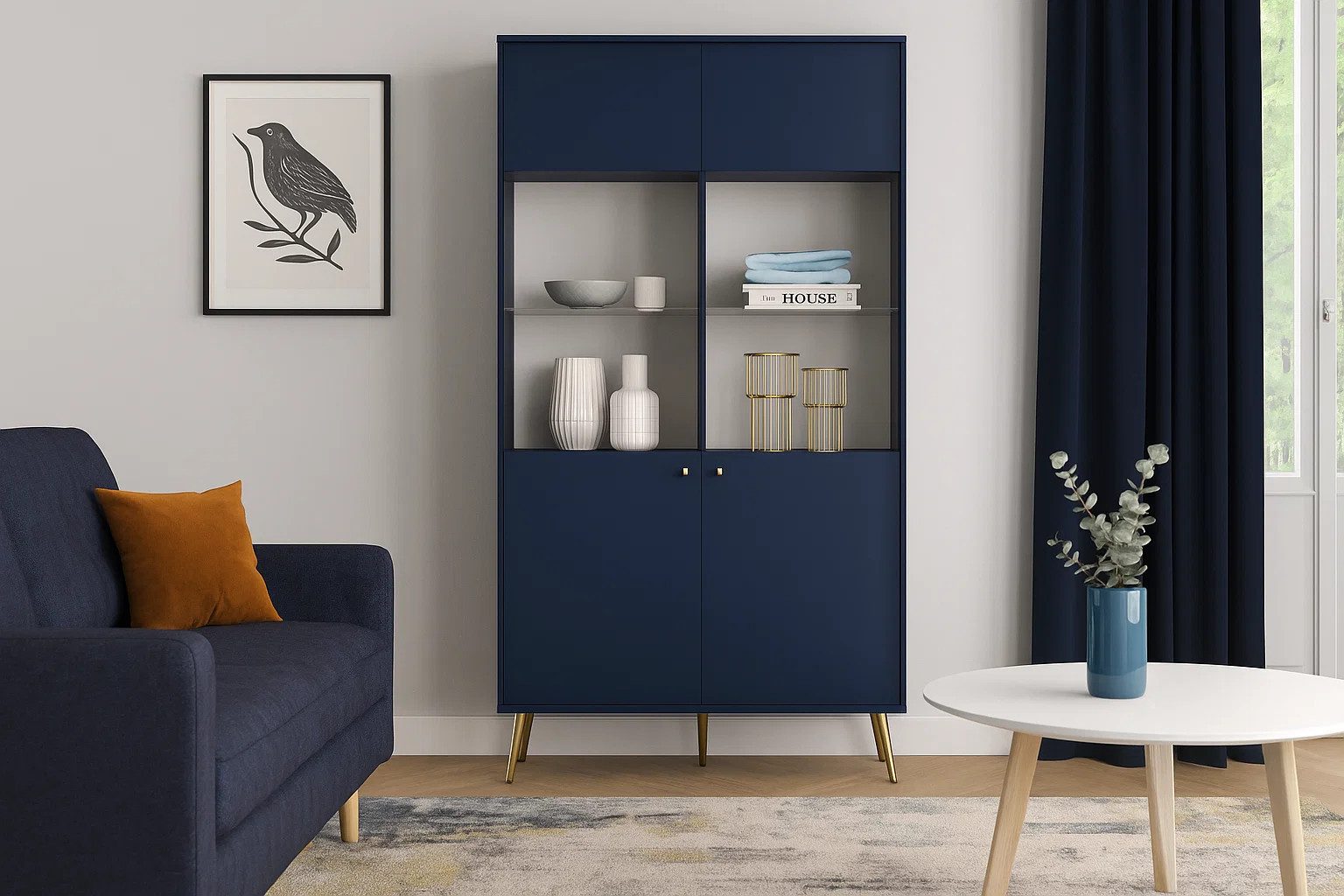 Home affaire Vitrine ROMILDA Glasvitrine mit viel Stauraum, Maße B/T/H: 105/40/191 cm Vitrinenschrank, Standvitrine mit 2 Türen, 10 Fächer