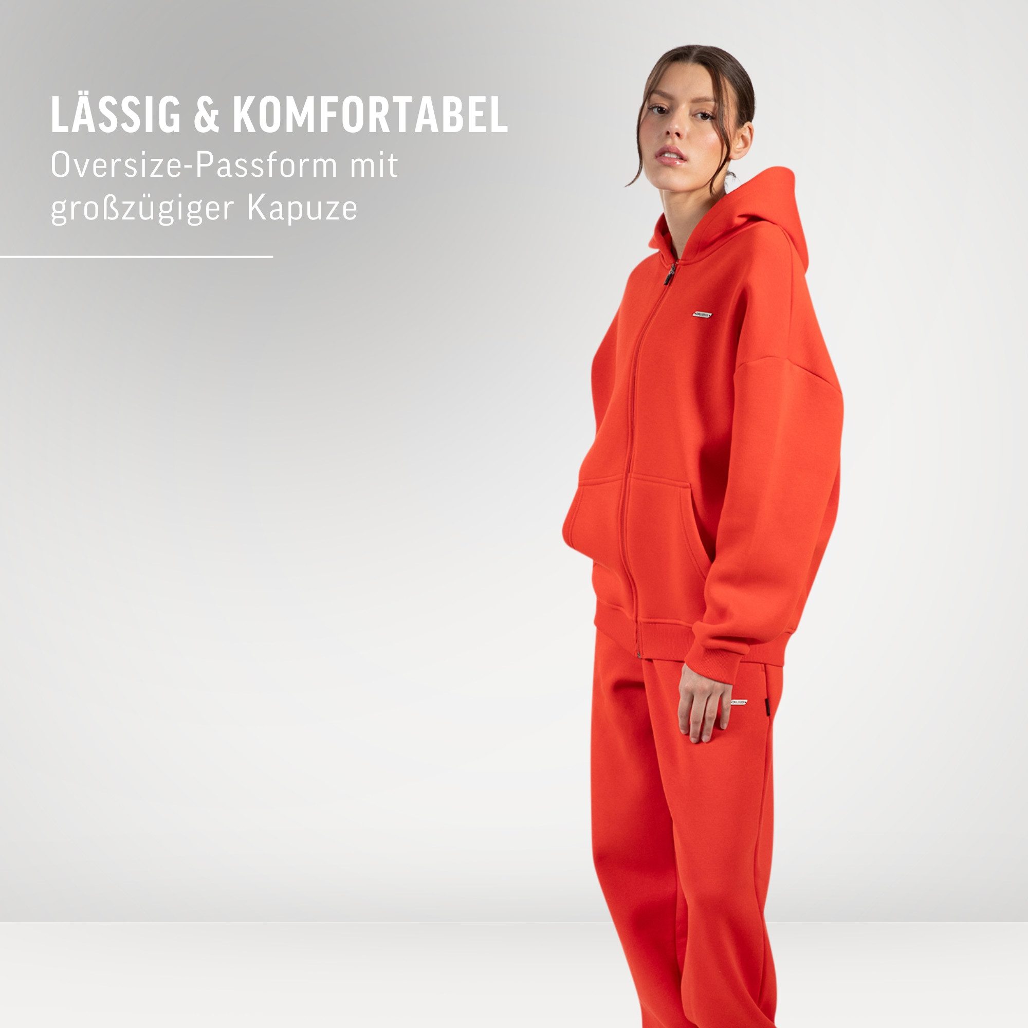 Smilodox Hoodie Lyanna, Oversize Zip Kapuzenpullover mit Reißverschluss, Flauschig Sweatshirt Kängurutasche Pulli Sweater warm bequem Streetstyle Alltag