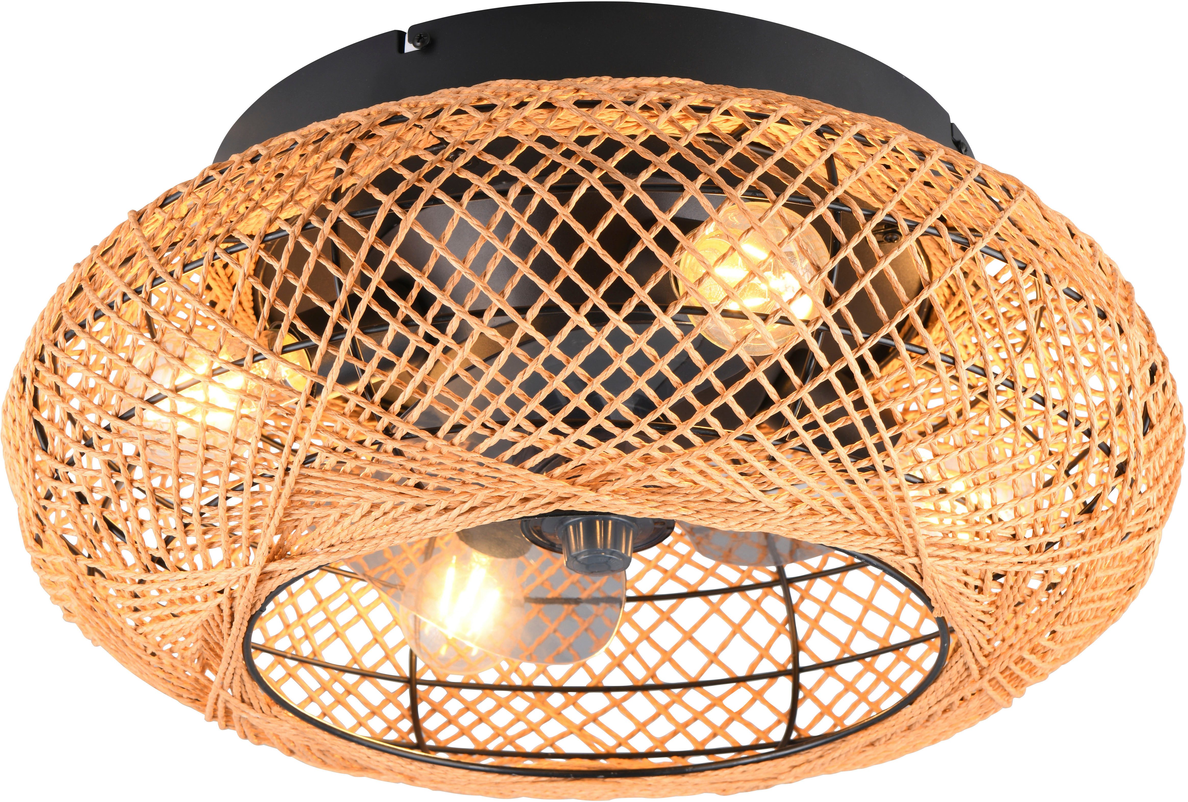 Reality Leuchten Deckenleuchte LILLESAND Deckenventilator mit Beleuchtung Fernbedienung Timer 3Stufen, Timerfunktion, Ventilatorfunktion, ohne Leuchtmittel, Leuchtmittel wechselbar, warmweiß - kaltweiß, Deckenventilator exkl. 4xE27 Leuchtmittel, Sommer- & Winterfunktion