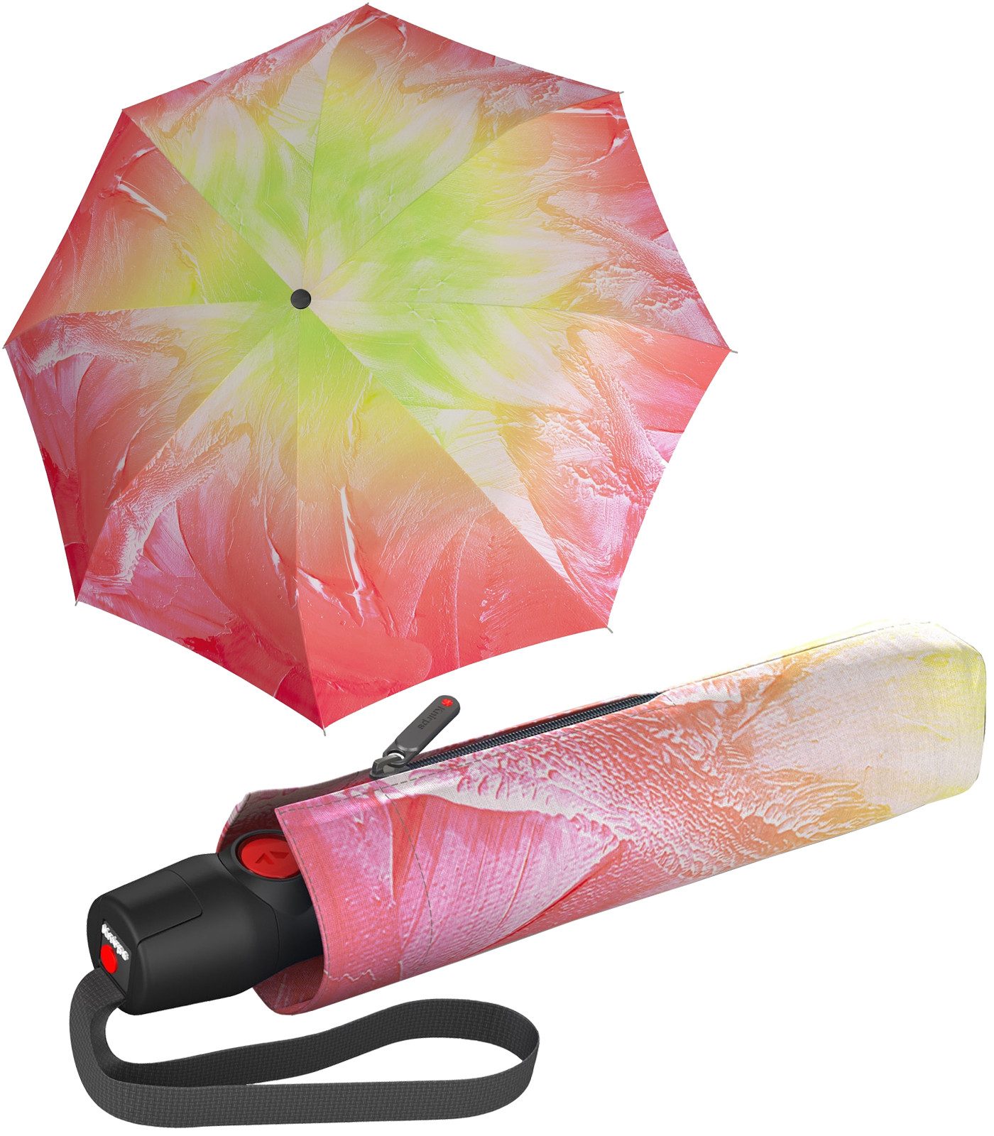 Knirps® Taschenregenschirm leichter, stabiler Schirm mit Auf-Zu-Automatik, besonders haltbar durch Fiberglas in den Speichen