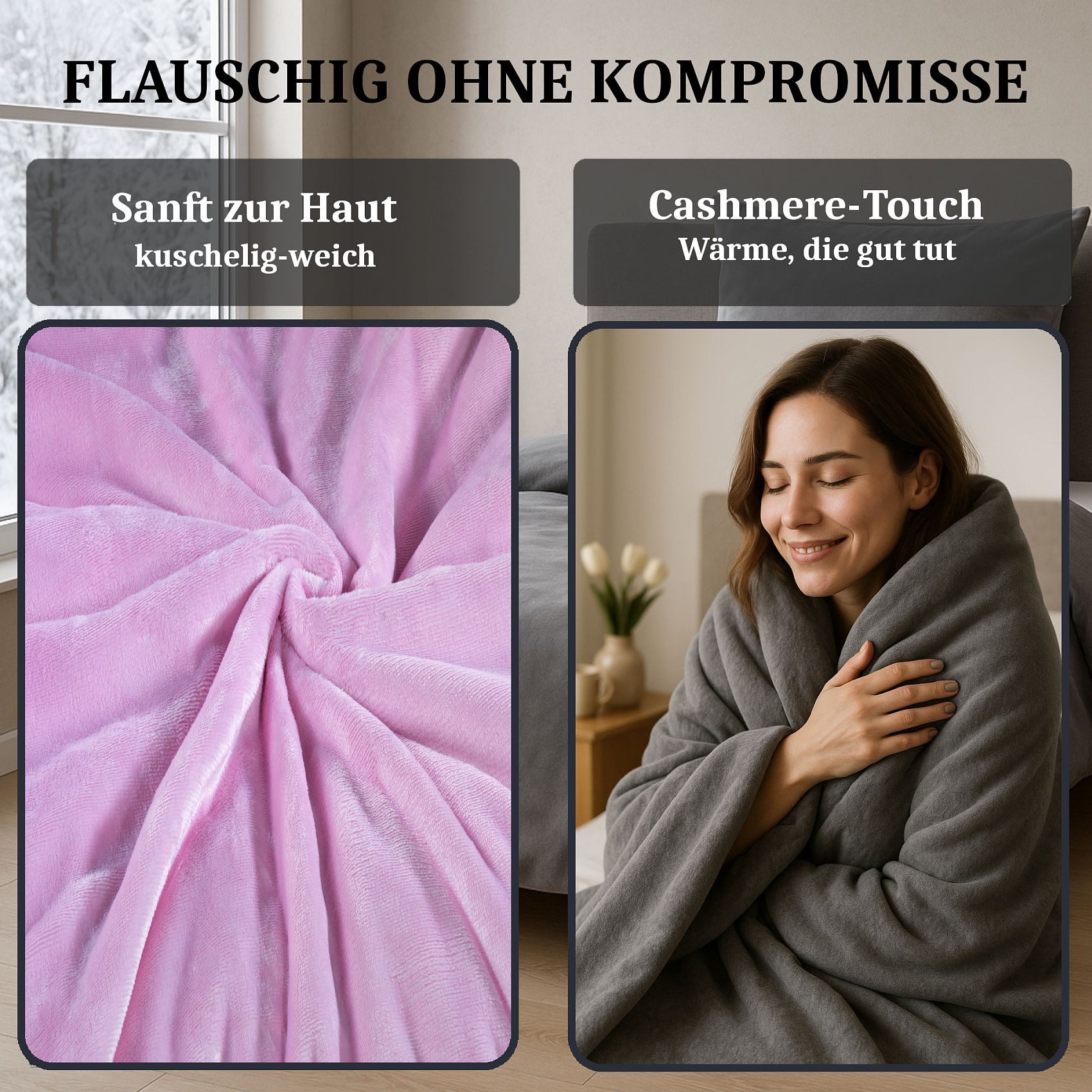 Malika Bettwäsche Cashmere-Touch Fleece, weiche, warme Winterbettwäsche, Cashmere Touch, 2 teilig, Flauschig warmes Teddy-Plüsch – Bild 3 von 5