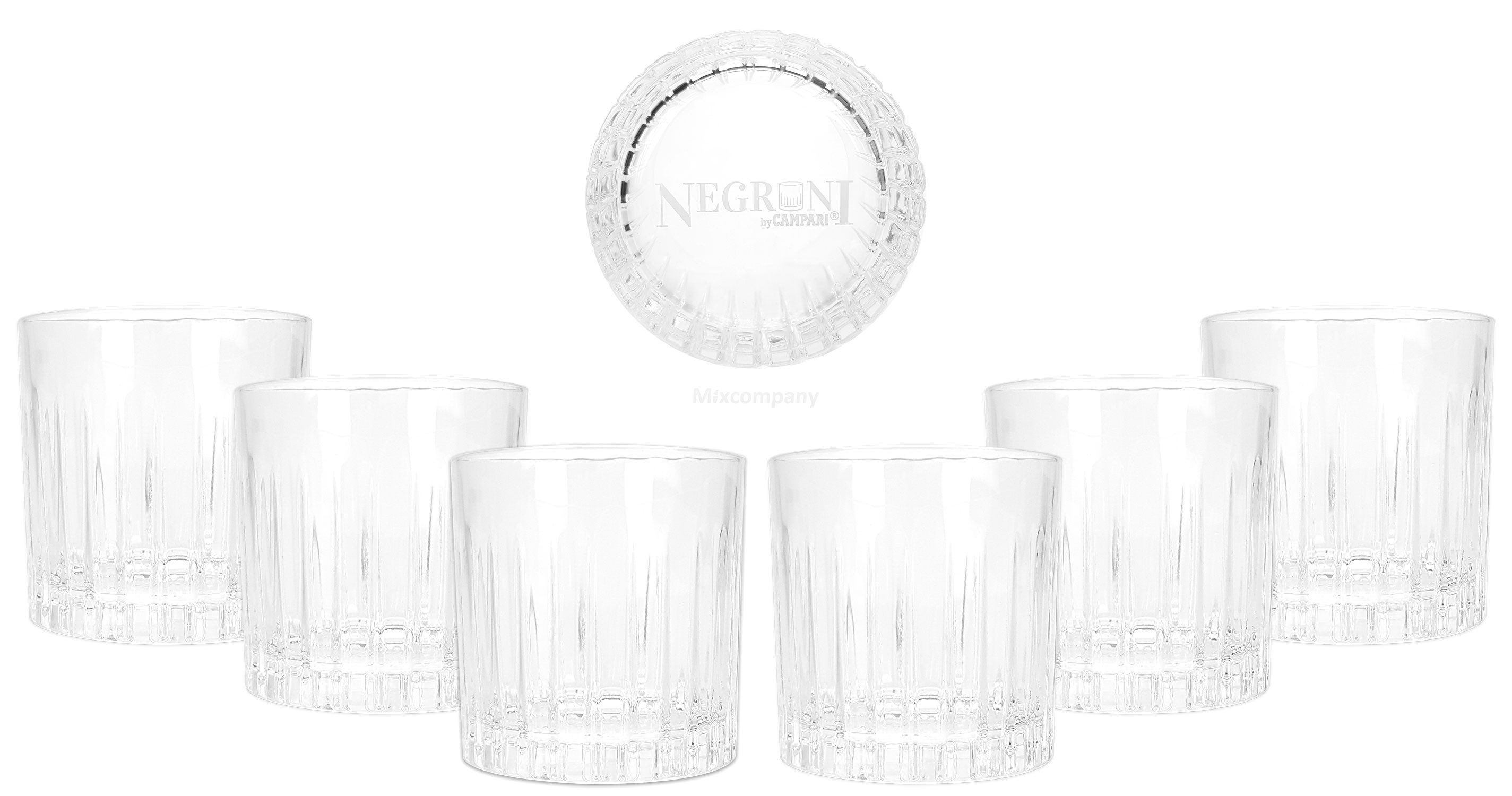 Glas Campari Tumbler Glas Gläser Set - 6x Tumbler auf dem Glasboden Campa