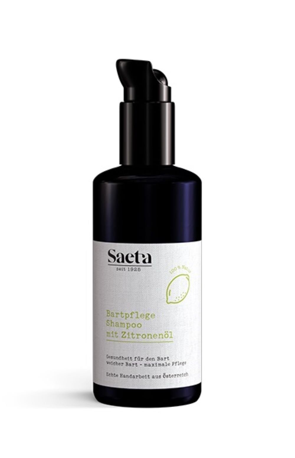 Saeta Haarkosmetik Bartshampoo mit Zitronenöl 200 ml Natürliche Bartpflege, bei Haarausfall und Haarbruch