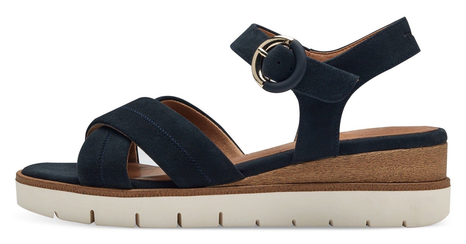 Tamaris Keilsandalette, Sommerschuh, Riemchensandale mit Ziernähten