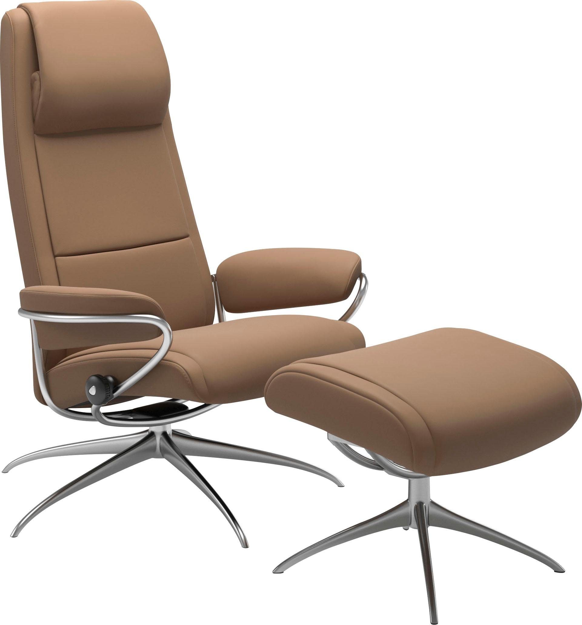 Stressless® Relaxsessel Paris (Set, Relaxsessel mit Hocker), mit Hocker, High Back, mit Star Base, Gestell Chrom