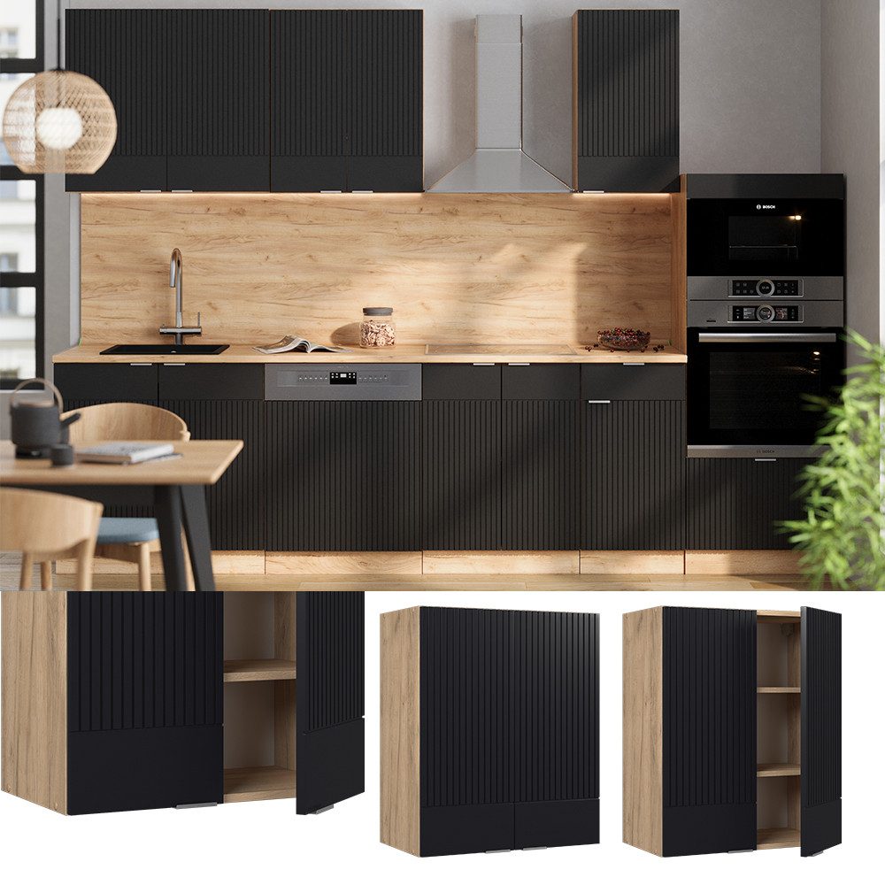 Vicco Hängeschrank Fame-Line, Schwarz gestreift/Goldkraft Eiche, günstig online kaufen