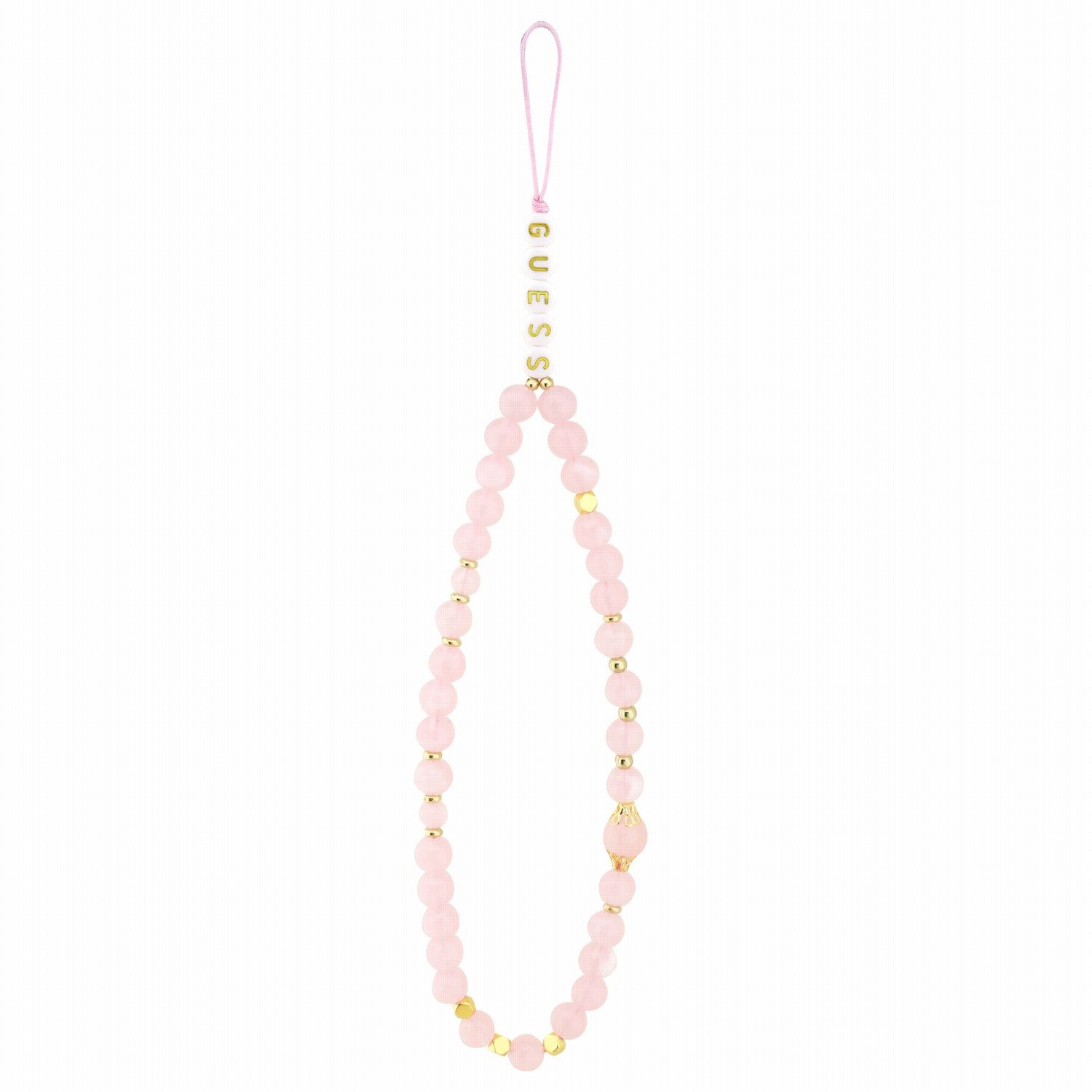 Guess Handyhülle Big Logo 18 Pro Max mit Kette Kunstleder rosa grau braun 6,9 Zoll, Kantenschutz – Bild 2 von 5