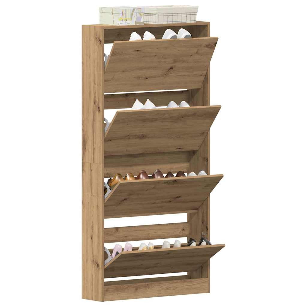vidaXL Schuhschrank 80 x 21 x 163,5 cm Schuhschrank Spanplatte 80x21x1635 cm mit 4 Klappsc