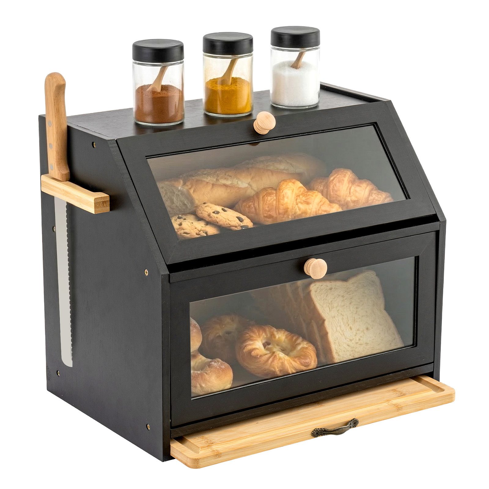 Youyijia Aufbewahrungsbox Brotkasten aus Bambus mit Schneidebrett – ein umweltfreundlicher